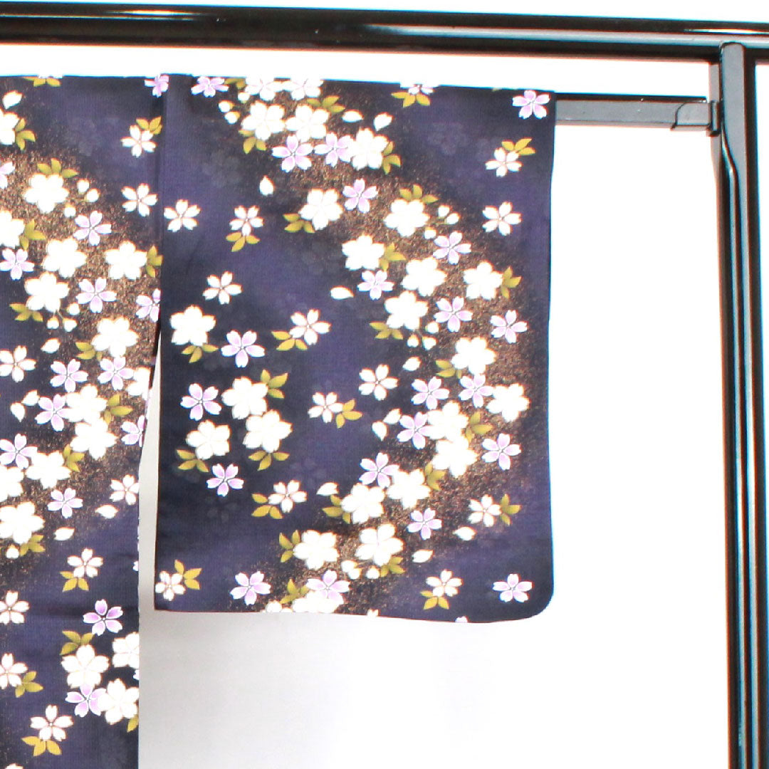 Yukata, brown, cherry blossom, cotton, S rank, single layer, length 167cm, sleeve length 67cm, purple, 1118003552520