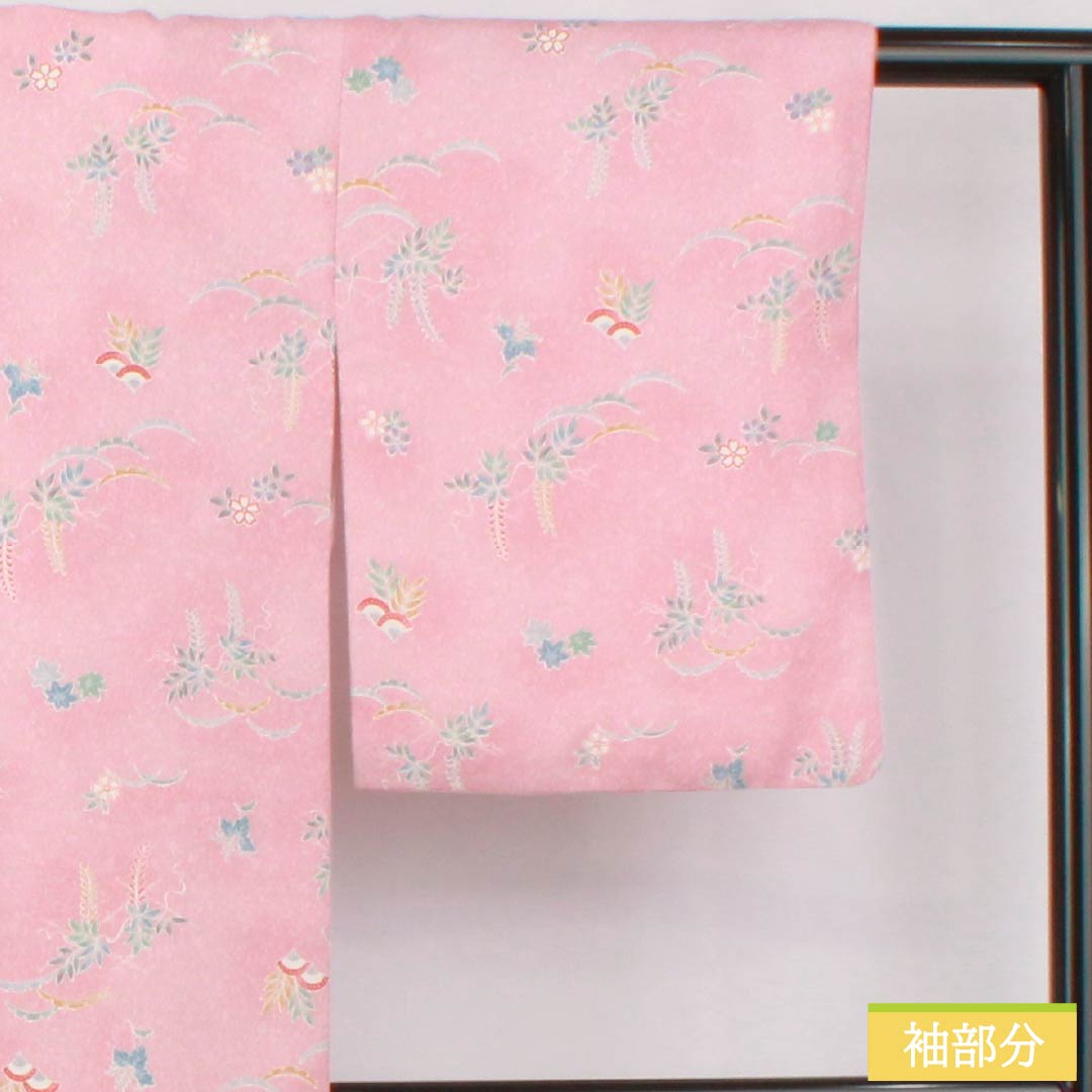 Small pattern, polyester, length 165cm, sleeve length 64cm, lined, one-kin dyeing, washable kimono, floral, S rank, pink, 1115005182513