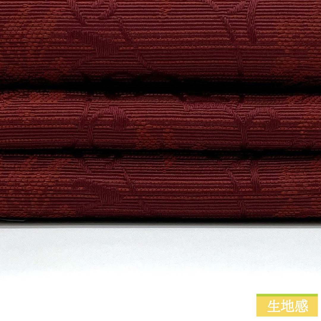 (新品)半幅帯 ポリエステル NEWランク 深蘇芳色(深蘇芳色(ふかきすおういろ) 黒色 唐花模様 横段 リバーシブル 帯丈400cm 赤系 1125002661412