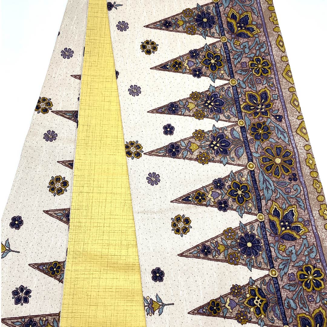 Obi (Fukuro Obi) in Okina Brown, Floral Sarasa, Geometric Pattern, Length 457cm, Pure Silk, A Rank, Six-Way, Casual, Pink, 1123007183413