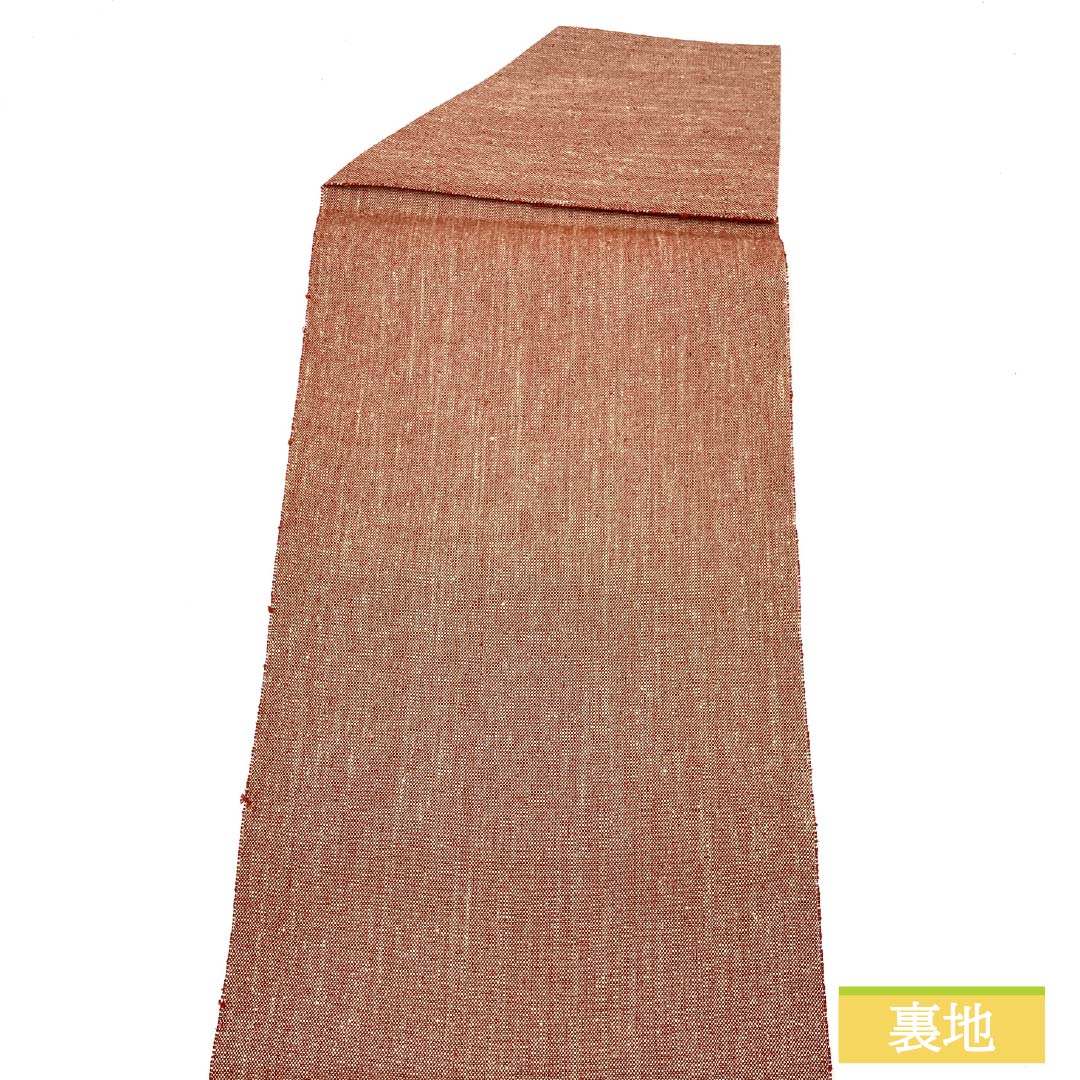 Nagoya obi, cinnabar color, pongee fabric, horse riding, bird, obi length 359.5cm, pure silk, S rank, six-pass, casual, vermilion, 1124007492316, Matsuba style