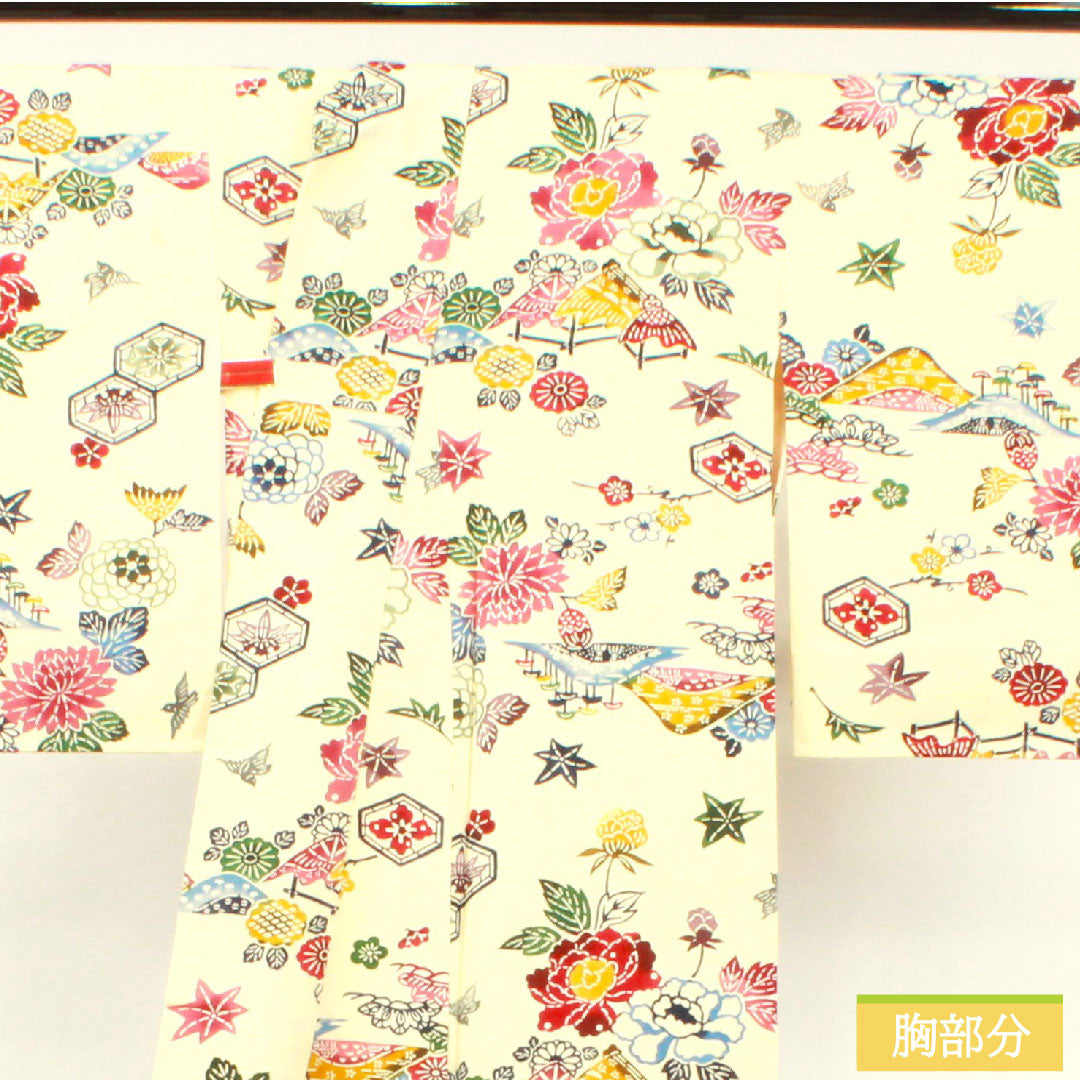 Komon, pure silk, length 160.5cm, sleeve length 63cm, lined, milky white, Kyoto Bingata, auspicious motif, A rank, cream color, 1115004063415