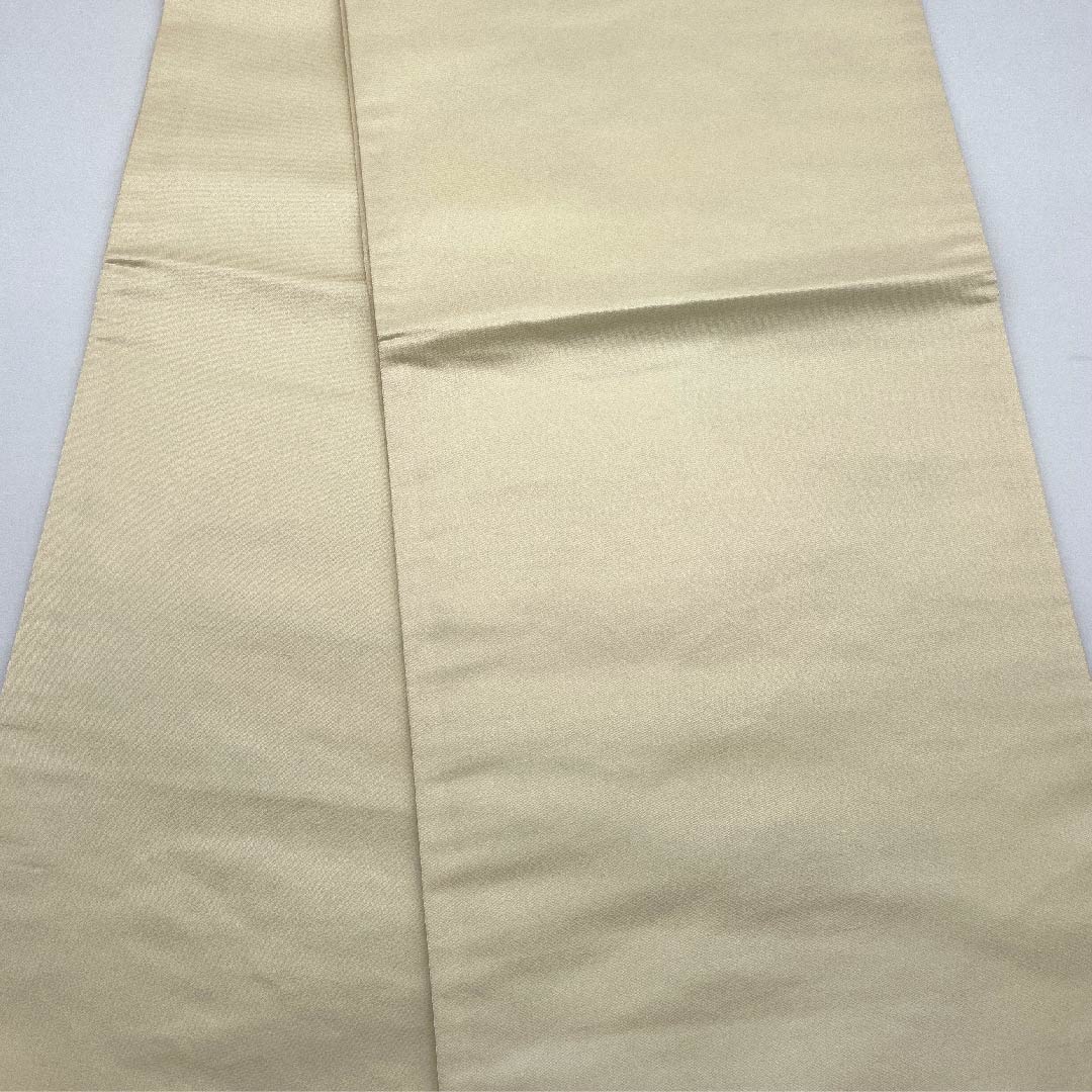Fukuro Obi (light egg color) with floral motif, Hanabishi pattern, Okabun Orimono, obi length 434cm, pure silk, S rank, six-pass, formal, cream color, 1123006752315