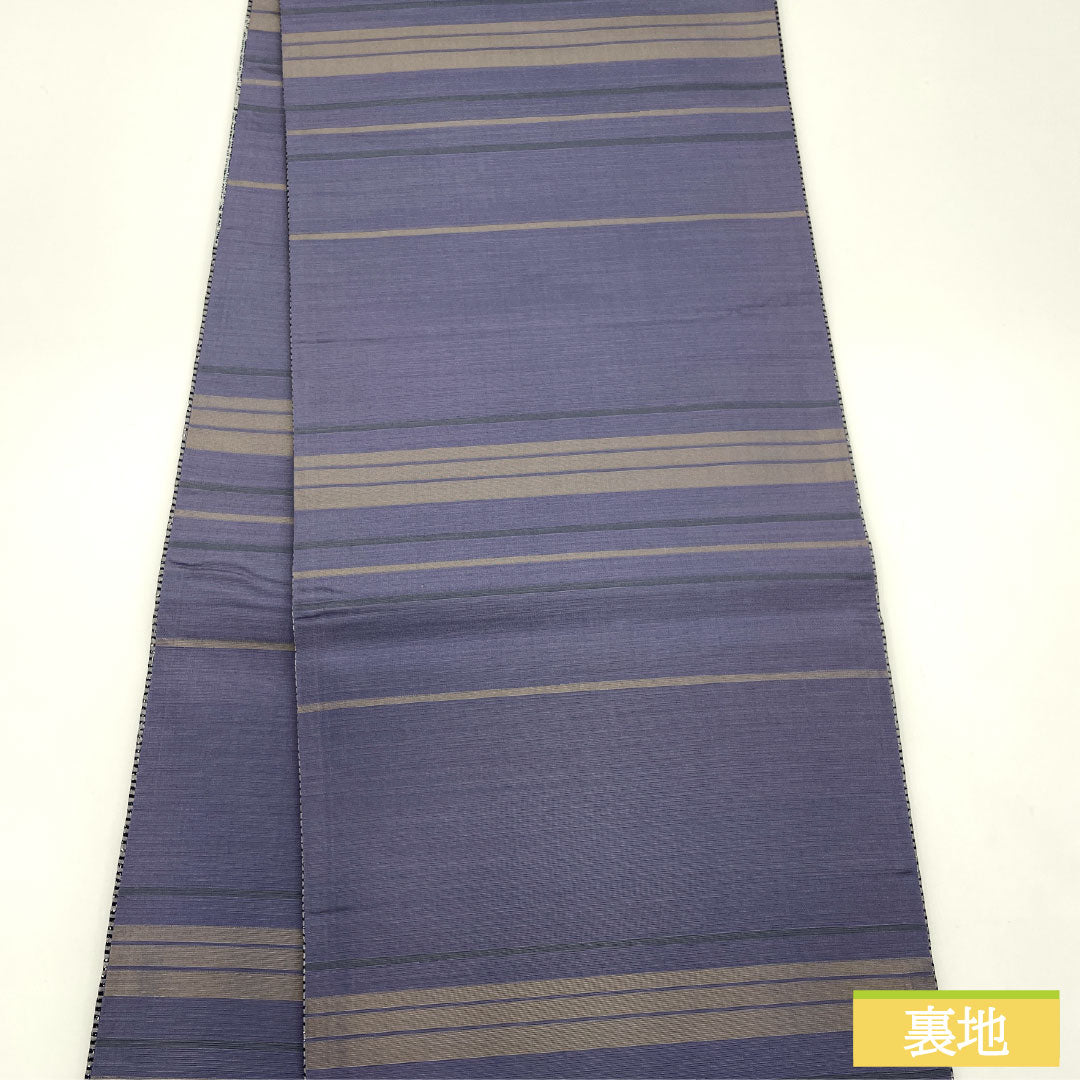 Fukuro obi, pure silk, S rank, dyed obi, artist-made, katazome pattern, obi length 446cm, partial pattern, casual, gray tones, 1123017392322