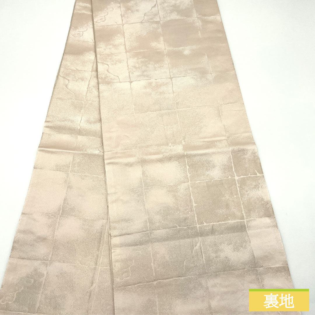 Formal Obi, Polyester, Grade A, White-brown, Plum Blossom Design, Length 426cm, Six-fold, Pink, Item Number 1123016053313