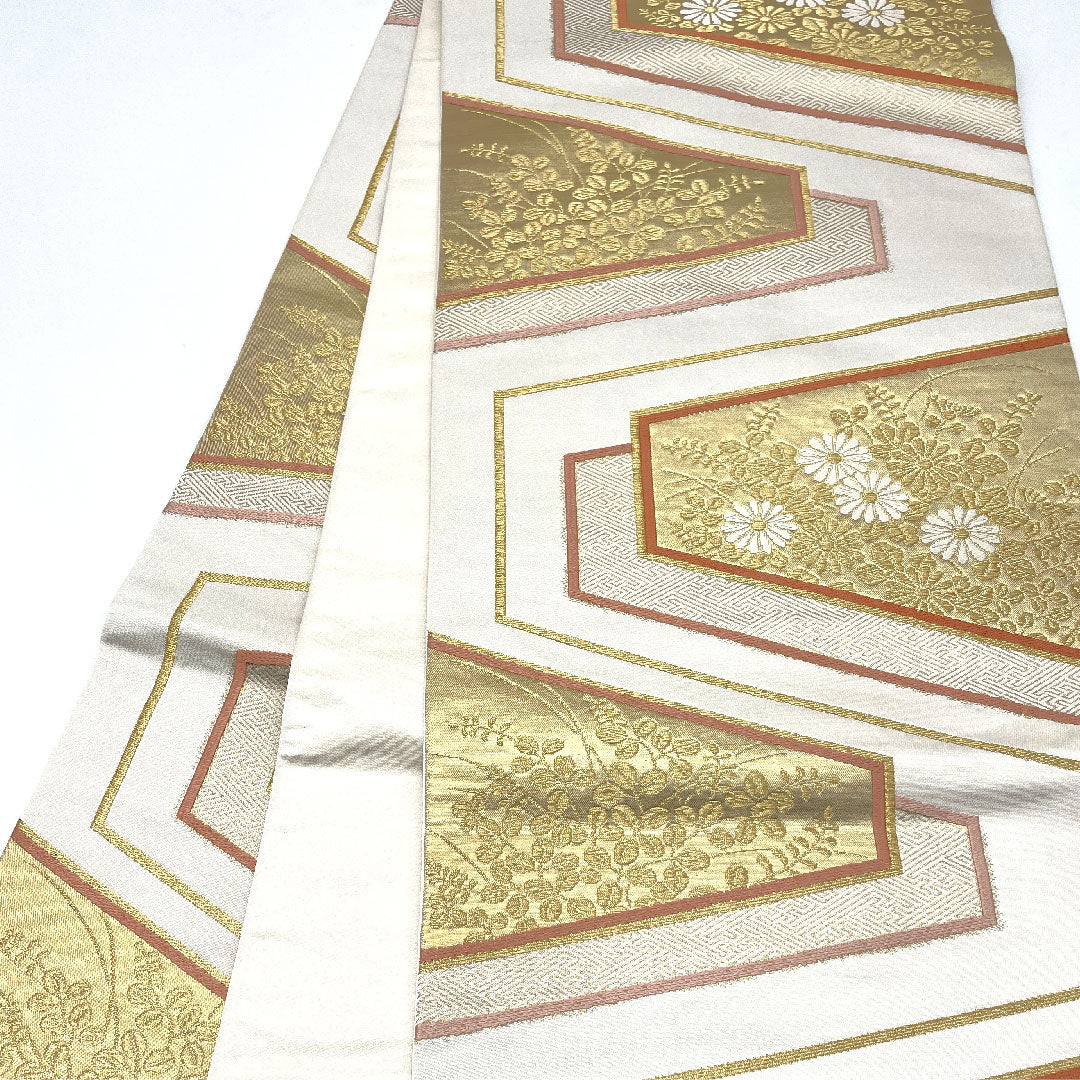 Fukuro Obi Watanabe, Full-length, Length 432cm, Pure Silk, A-Rank, Full-length, Formal, White, 1123003733311