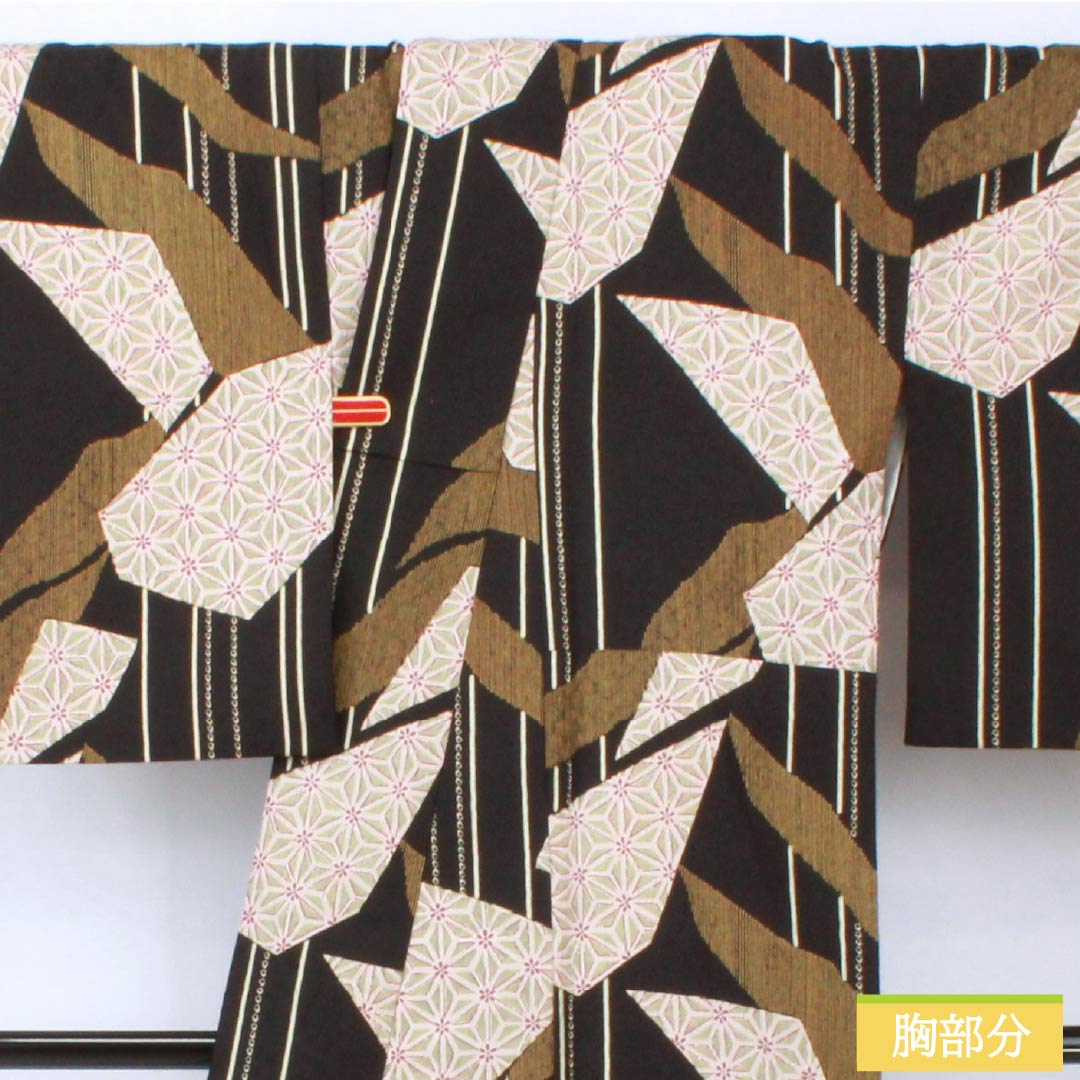 Small pattern, polyester, length 166cm, sleeve length 65cm, lined, split pattern, washable kimono, S rank, black, 1115005812510