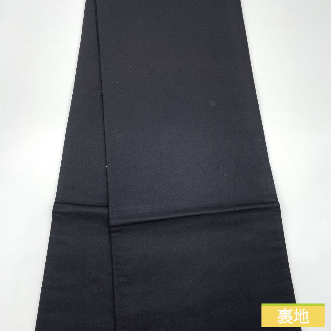 Nishijin-ori Silk Fukuro Obi (Sleeve Belt), S-Rank, Cherry Blossom Design, Formal, Black, 466cm Long, Six-Ply, Suitable for Long-Sleeved Kimono (Furisode). Product Number: 1123016292410