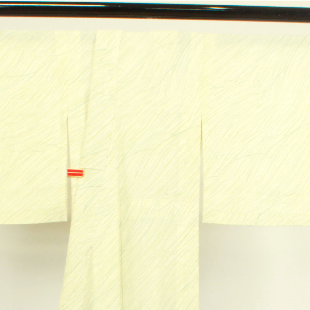 夏物 正絹 小紋 身丈158.5cm 裄丈62.5cm 乳白色(にゅうはくしょく) 抽象模様 絽 Aランク クリーム系 1132000753315