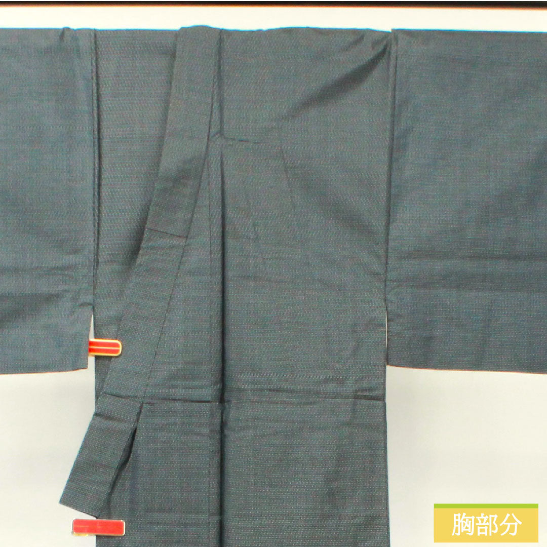 Men's pure silk, length 133cm, sleeve length 67.5cm, Oshima Tsumugi, geometric pattern, A rank, lined, navy blue, 1119000773318