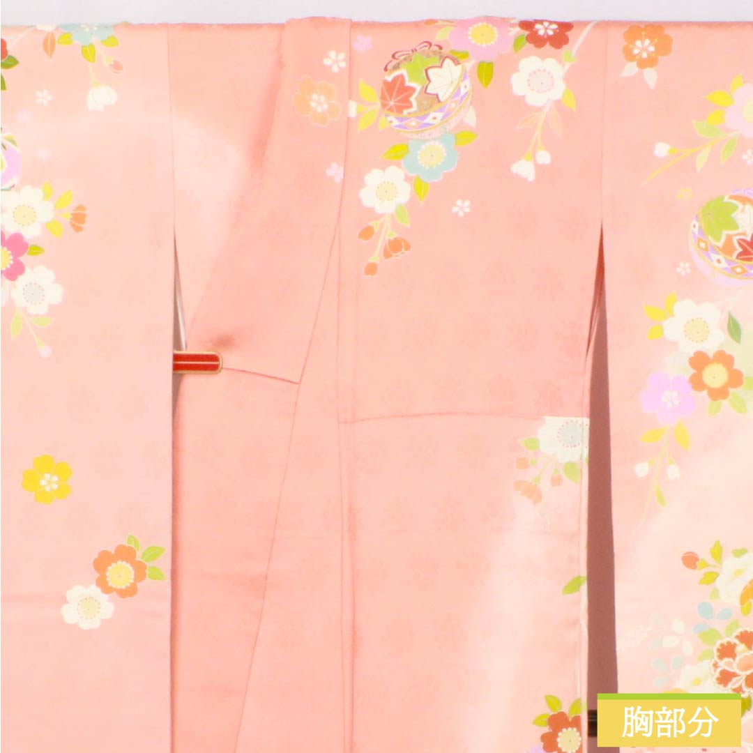 Silk Furisode, S Rank, Length 164.5cm, Sleeve-to-Sleeve 68cm, Lined, Coral Pink, Kyo Yuzen, Auspicious Patterns, Goshoguruma, Tanenoshi, Pearl Tone Processed, Pink Family, 1113002582413