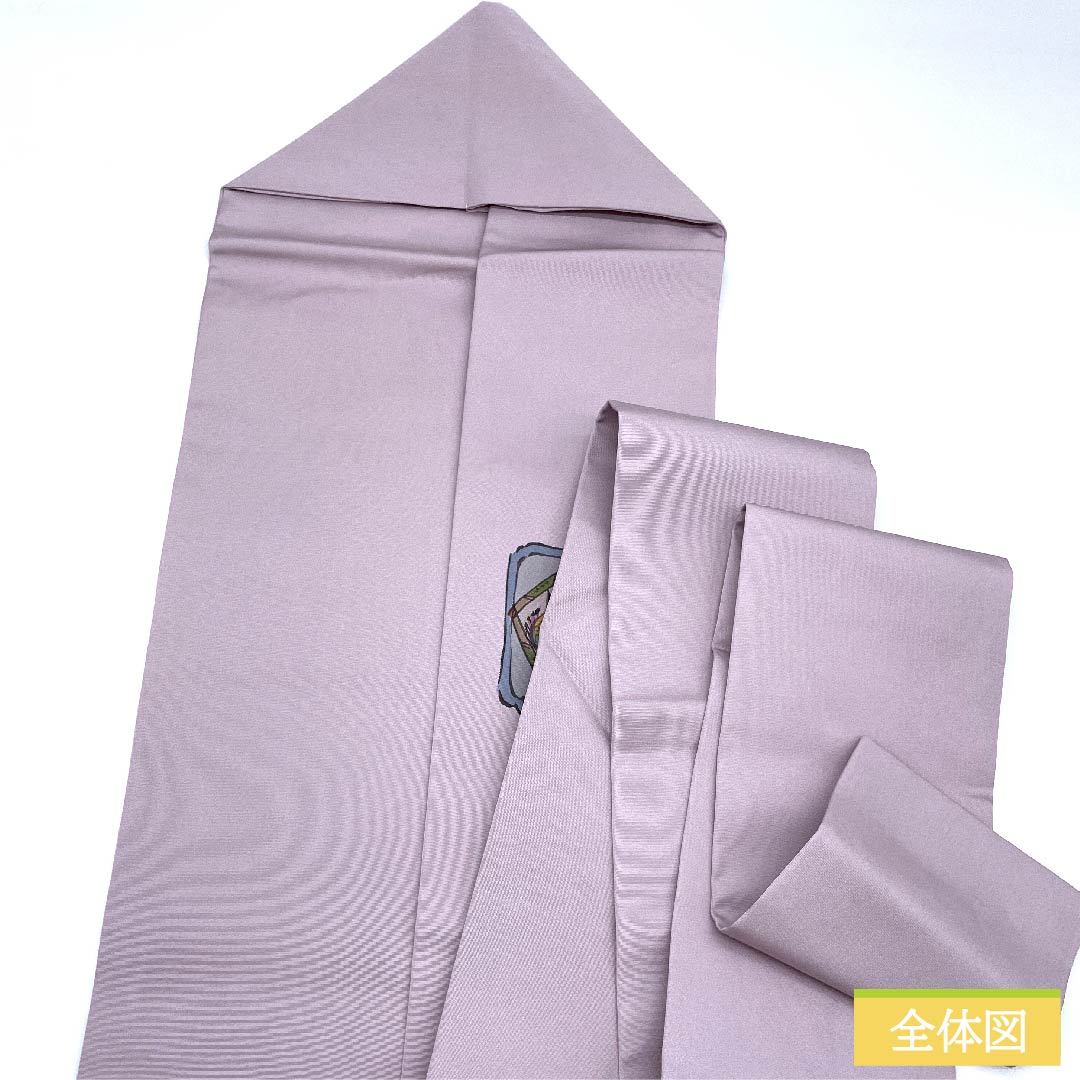 Nagoya obi, white and plum color, artist's work, fish pattern, abstract bird, abstract flower pattern, obi length 373cm, pure silk, S rank, point pattern, casual, purple, 1124005682320, Nagoya tailoring