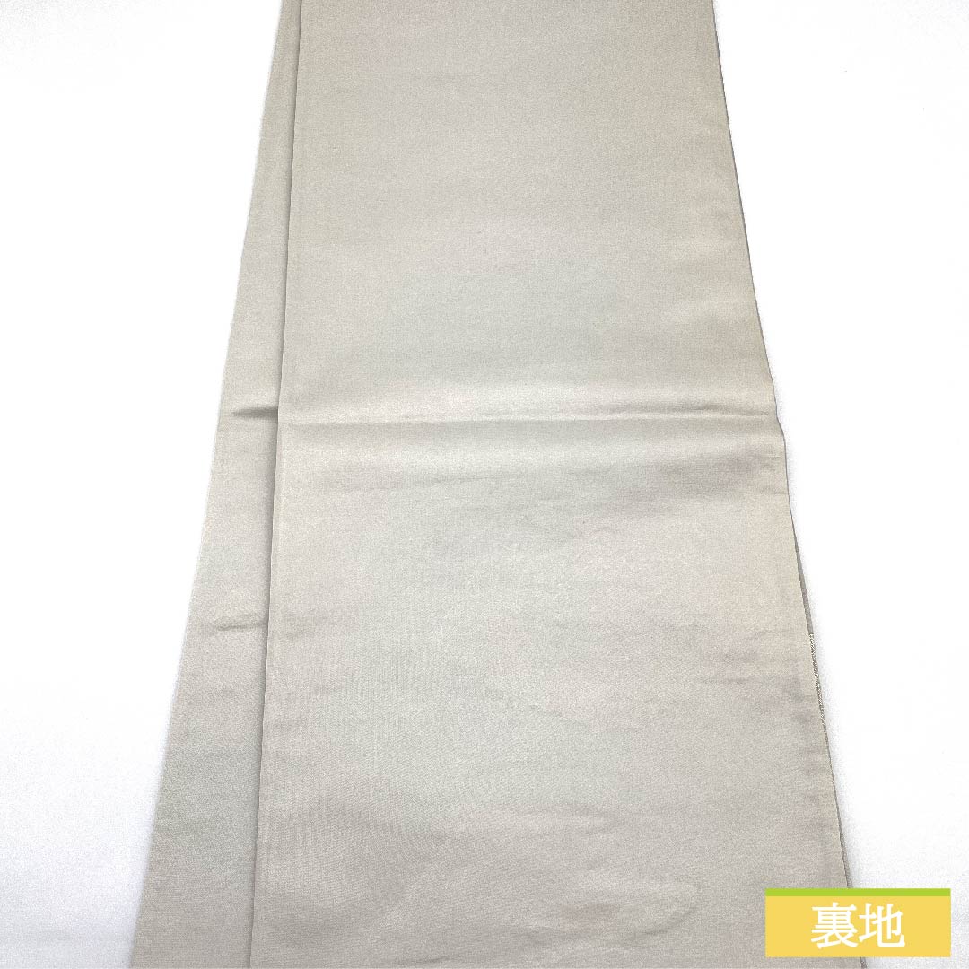 Fukuro Obi (Sash) - Pure Silk, Light Gray, Fan Pattern, Bellflower, Drum, Autumn Leaves, Length 428cm, A Rank, Six-way, Formal, Gray, 1123011823322