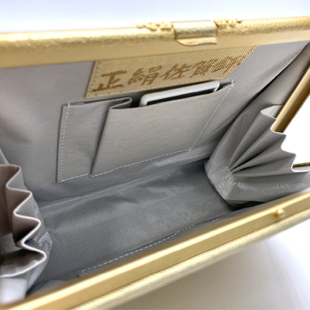 和装バック フォーマル 金色(きんいろ) 留袖用 正絹佐賀錦 花紋 金系 Sランク 113900054221