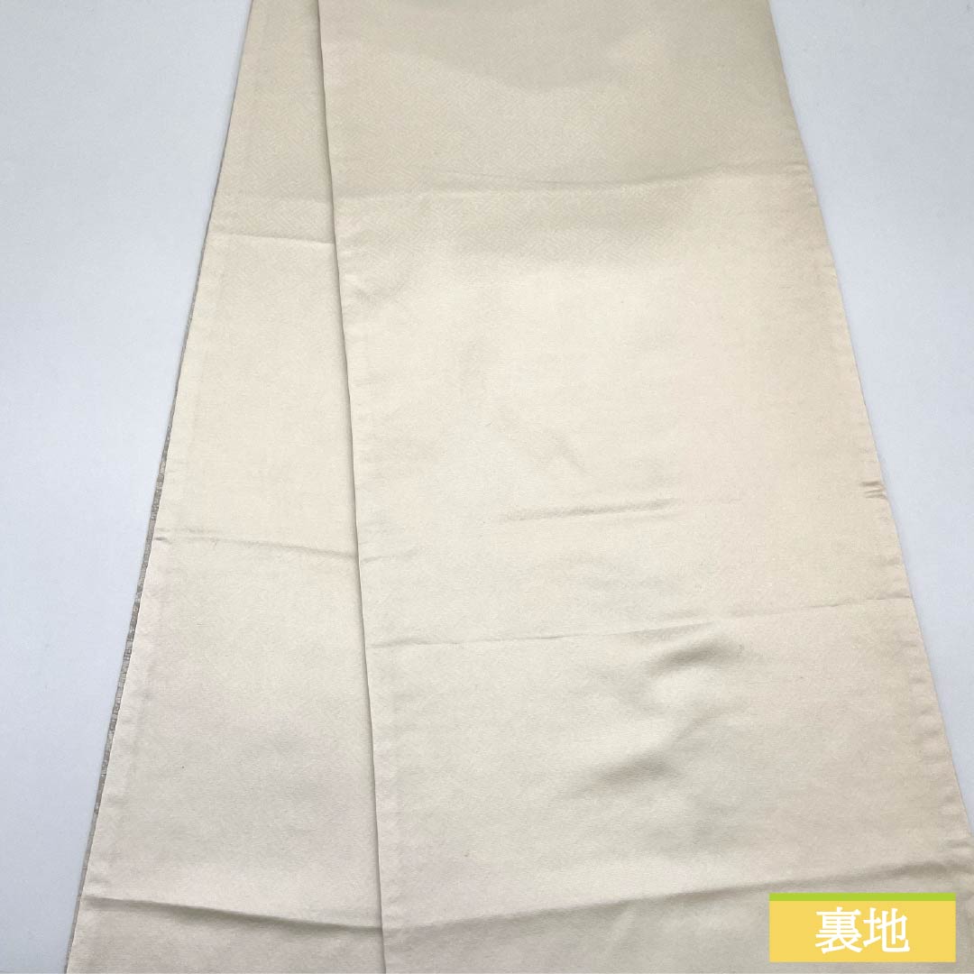 Fukuro Obi, pure silk, chalk color, flower circle pattern, diamond pattern, obi length 460cm, A rank, full length, semi-formal, white, 1123012213411