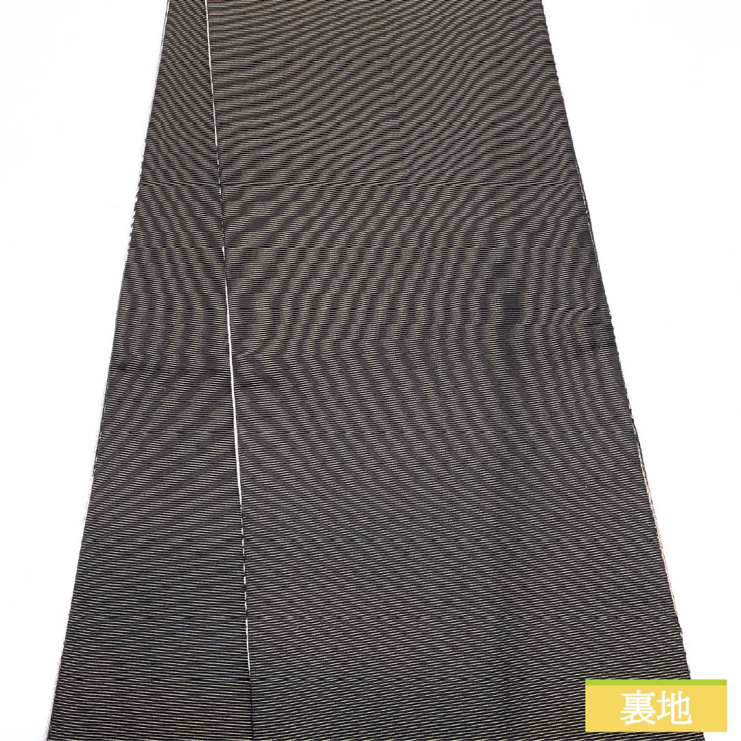 袋帯 正絹 黒色(くろいろ) 無月 刺繍 幾何学模様 帯丈434cm Sランク 全通 セミフォーマル 黒系 1123012152310