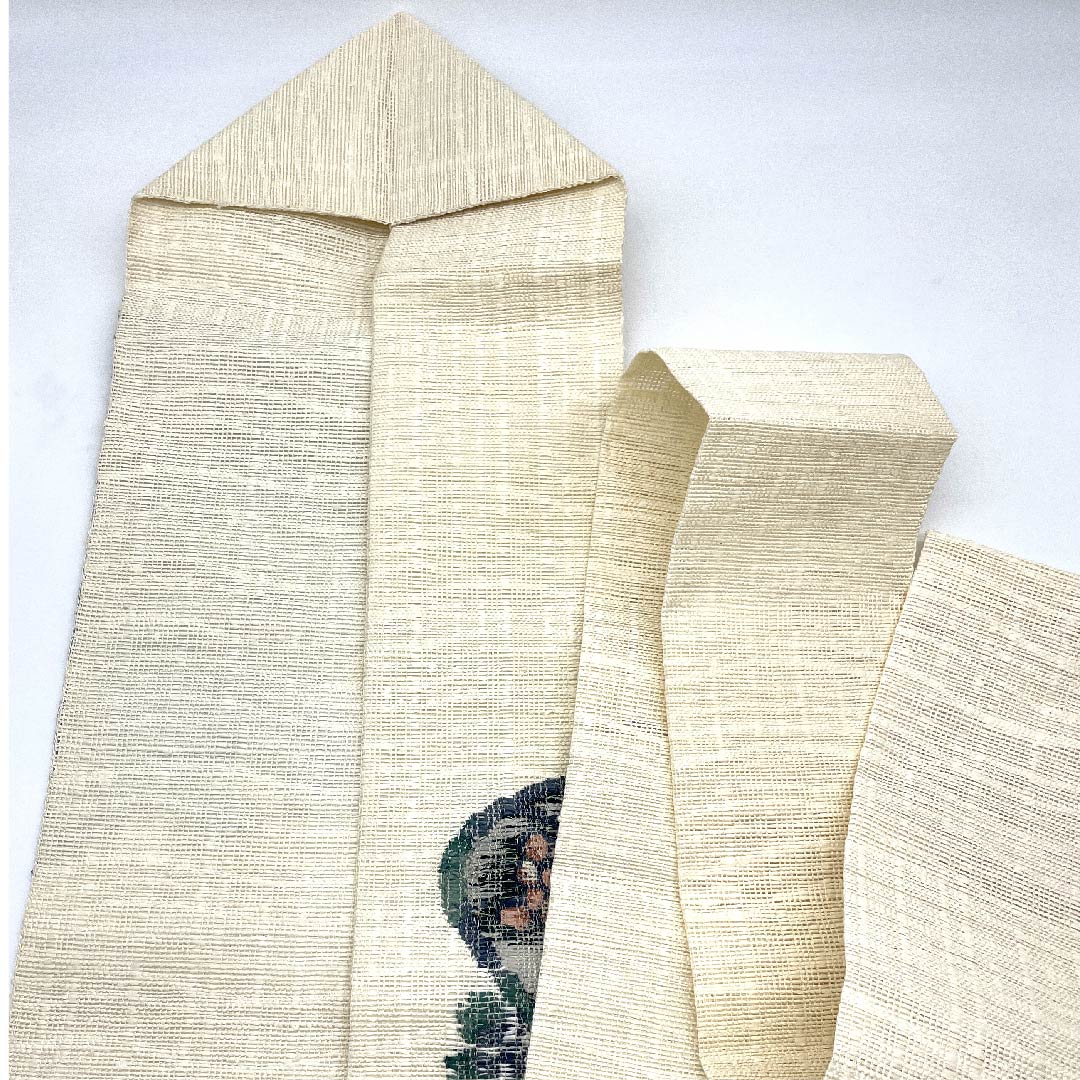 Nagoya obi, unbleached, summer obi, ramie, grape, obi length 371.5cm, pure silk, S rank, point pattern, casual, cream, 1124004222315, Nagoya style