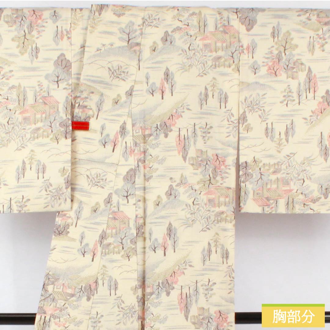 Komon, pure silk, length 157.5cm, sleeve length 64cm, single layer, off-white, Chayatsuji, S rank, white, 1115005292311