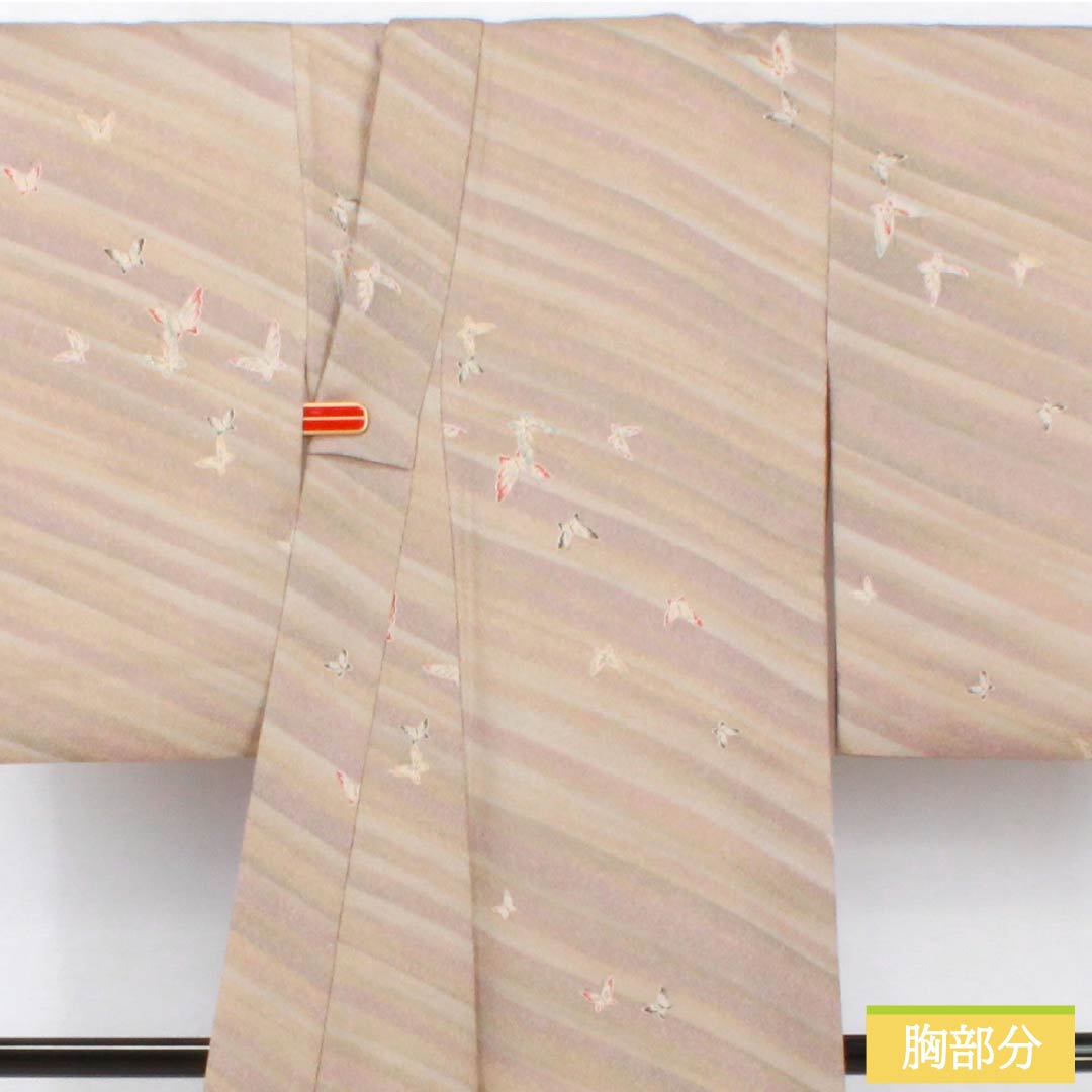 Small pattern kimono, polyester, length 157cm, Yuki length 64.5cm, lined, blurred dyeing, washable kimono, butterfly, A rank, gradation, 1115005033399