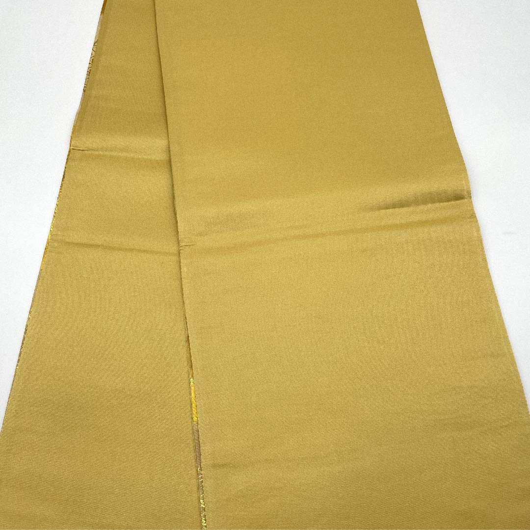 袋帯 薄卵色(うすたまごいろ) 市松模様 花丸模様 帯丈424cm 正絹 Sランク 六通 セミフォーマル 黄系 1123006622323