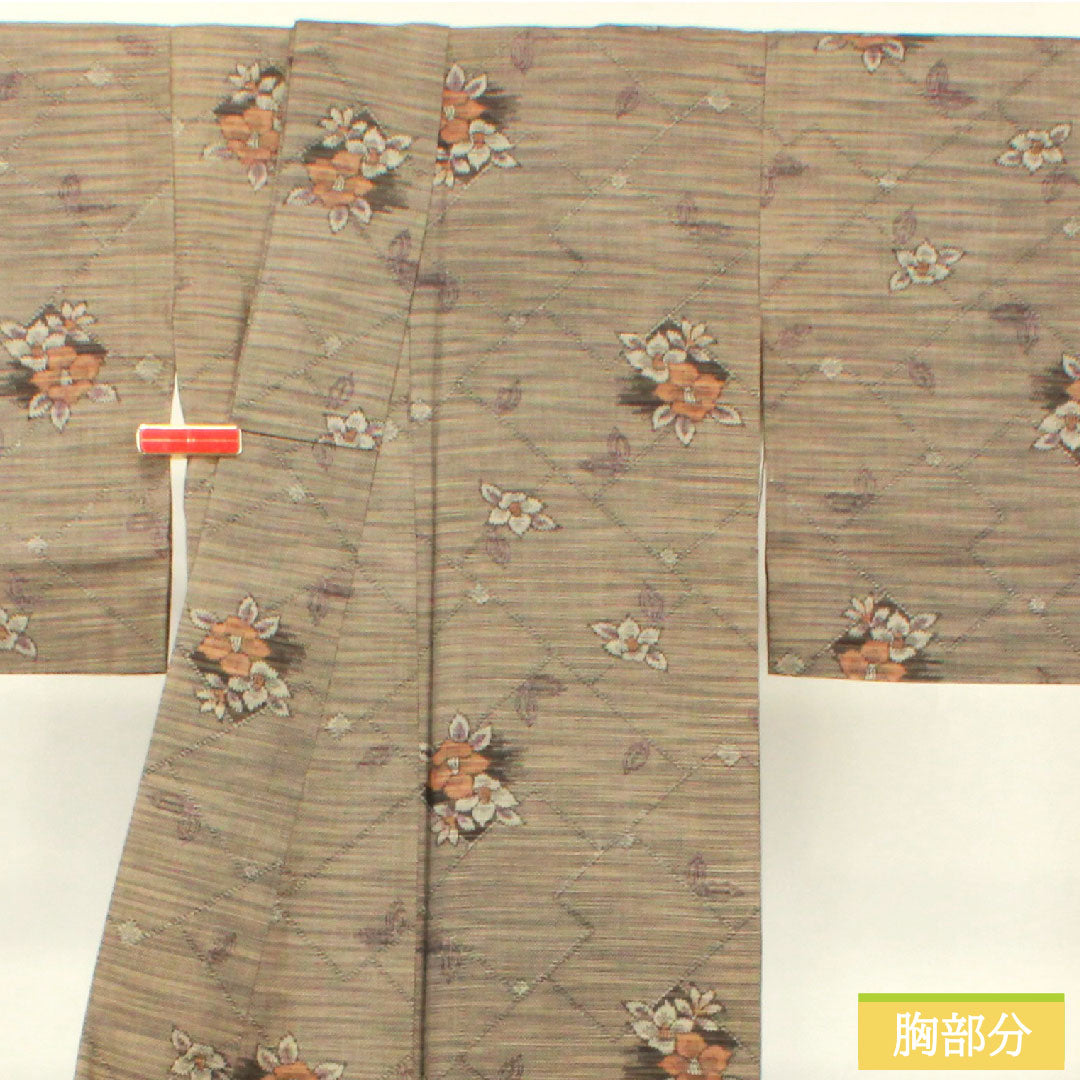 Murayama Oshima, pure silk, length 159.5cm, sleeve length 65cm, ensemble, S rank, lined, gray, 1116003272322