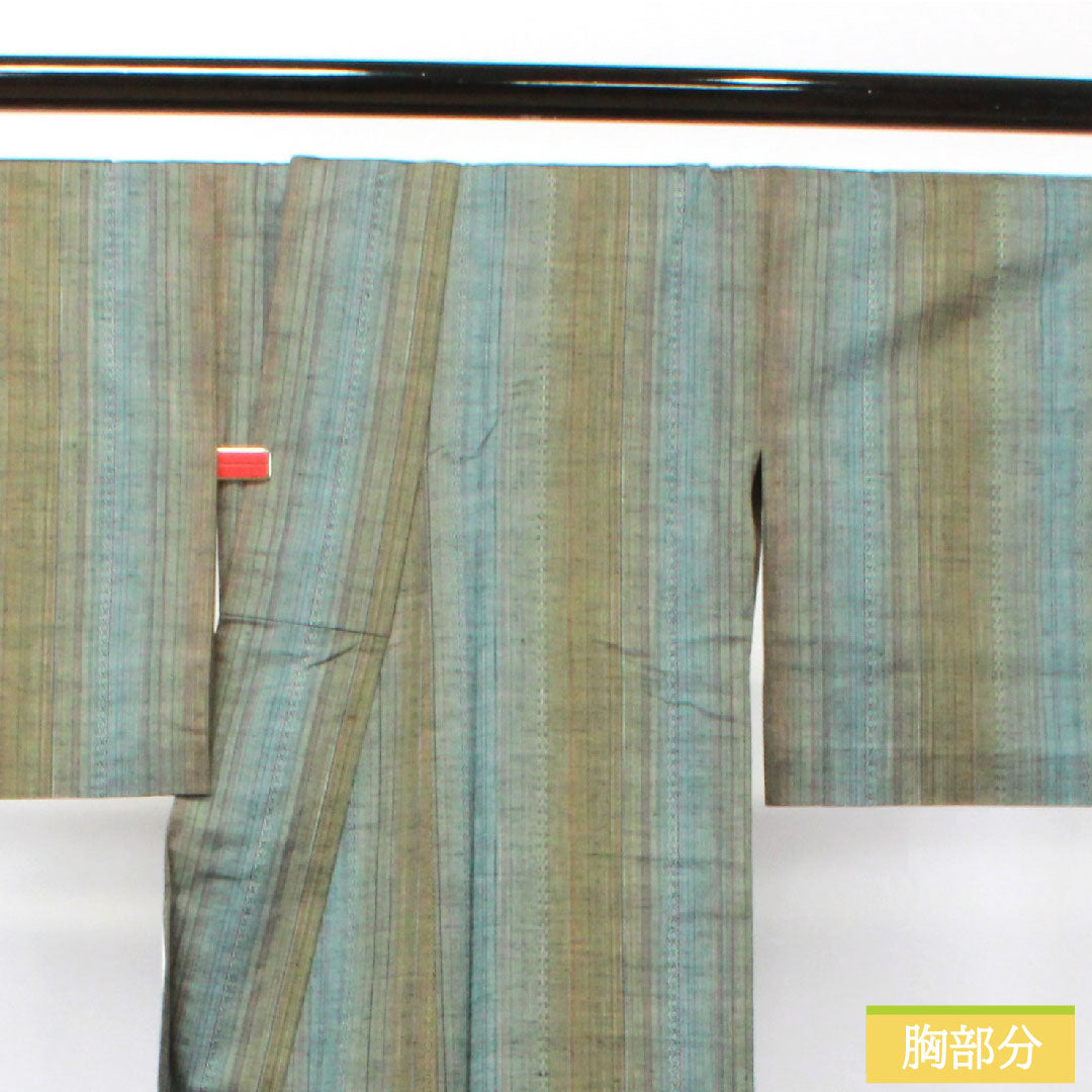 紬 正絹 身丈147.5cm 裄丈62.5cm 百済献上紬 幾何学模様 Sランク 単衣 グラデーション系 1116003132199