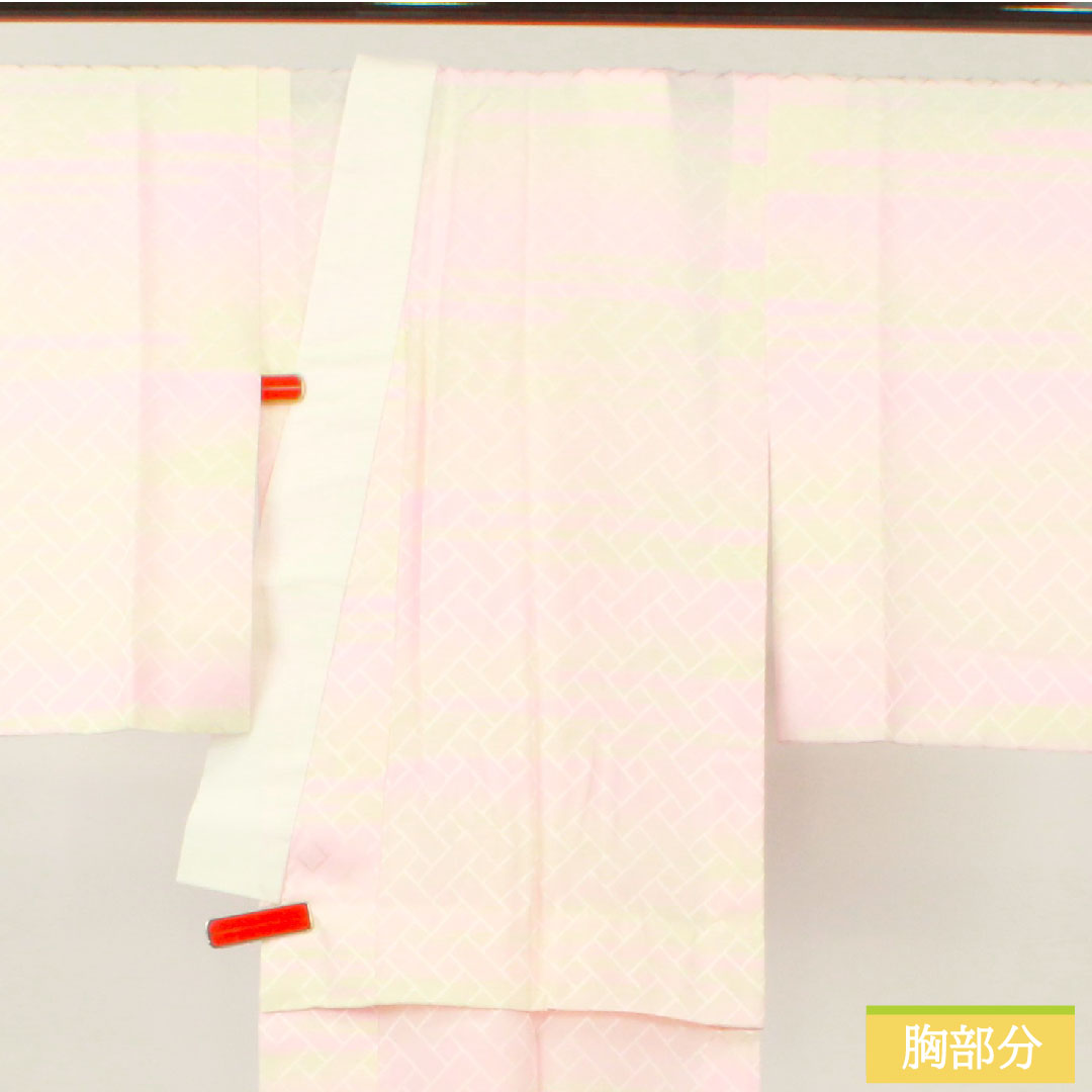 Silk Nagajuban, length 126cm,裄丈 63cm, unlined, blurred dye, tucks, S rank, pink, 1129000652313