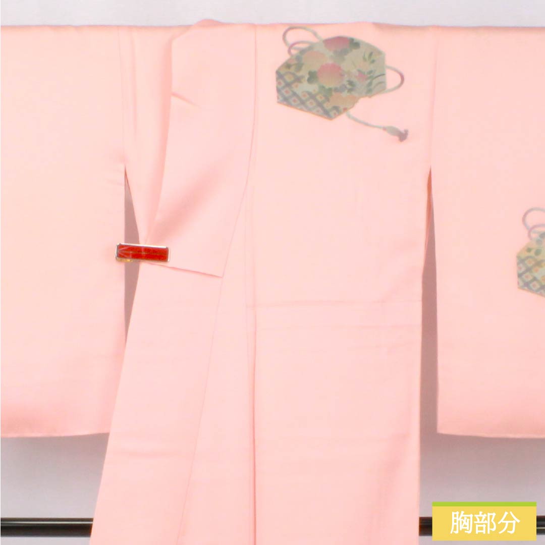 Visiting Kimono (Homongi) - Pure Silk, S-Rank, Lined, Length 167.5cm, Sleeve Length 68cm, Dawn Blue (Akebono-iro), Gold-Embossed, Stacked Box with Basting Thread, Pink, Product Number: 1112006372513