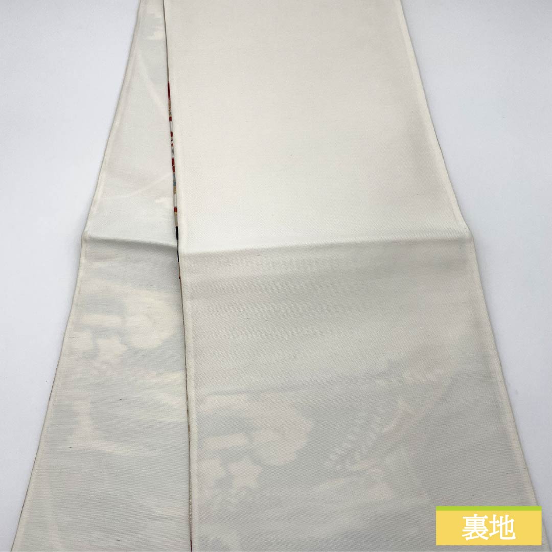 (未仕立)袋帯 正絹 Aランク 亀甲 振袖用 吉祥文様 桐 帯丈420cm 六通 フォーマル 金系 1123014203321
