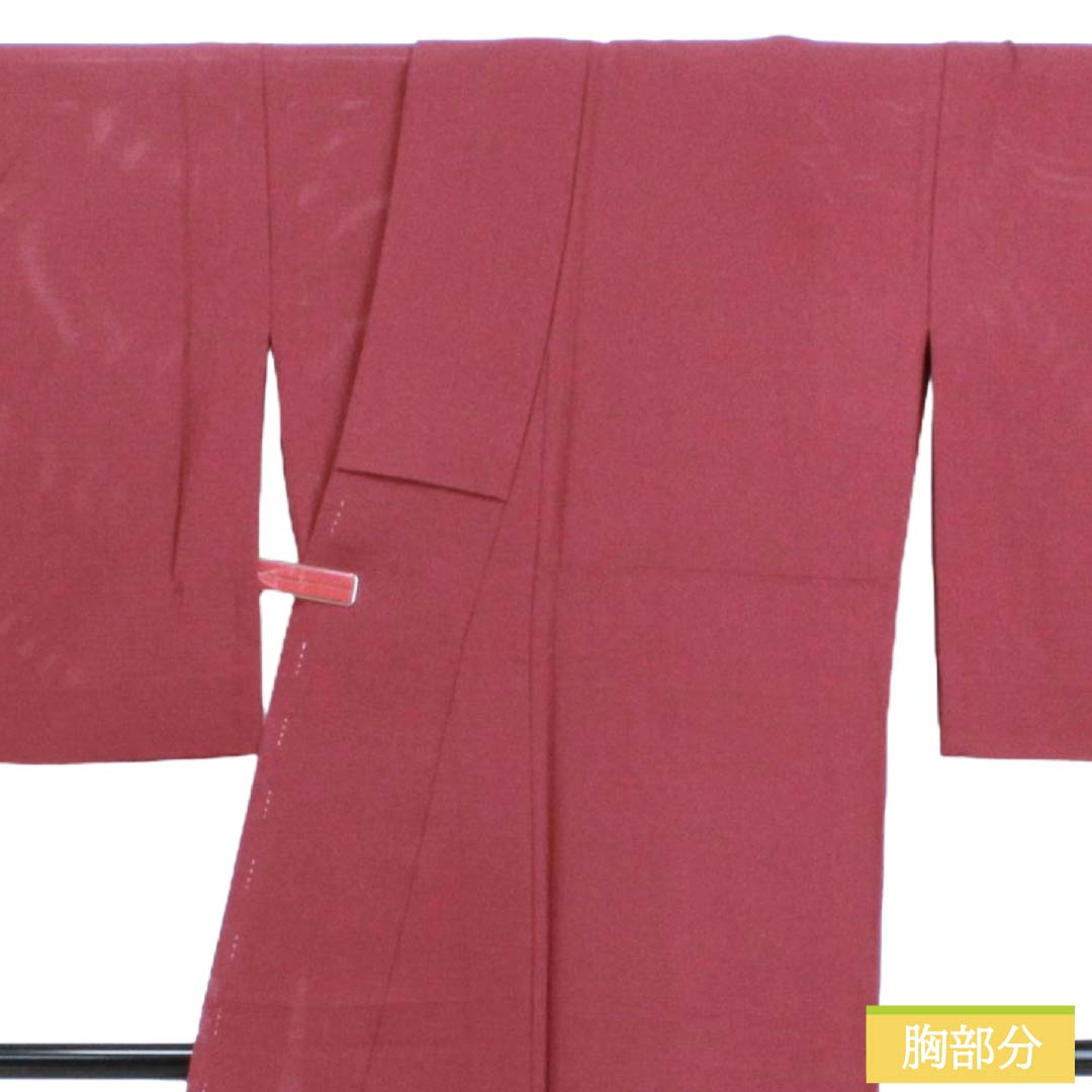 Summer Silk Iromuji Kimono, Rank A, Length 160cm, Sleeve-to-sleeve 66cm, Deep Red, Plain, Maruni Kikyo Mon (family crest), Hitotsumon, Ro weave, Red family, 1132003503412