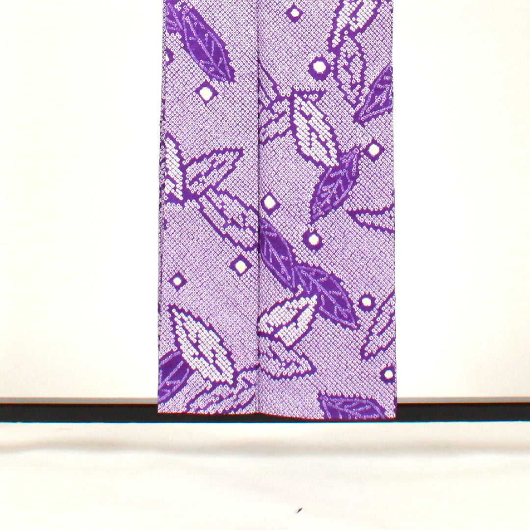 Komon, Length 158cm, Sleeve length 62cm, Awase, All tie-dye, Leaf pattern, Pure silk, A rank, Purple, 1115001883320