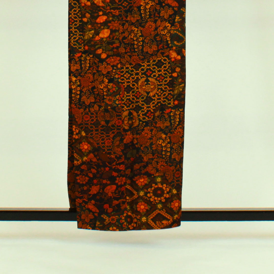 小紋 身丈158cm 裄丈64cm 袷 更紗模様 正絹 Aランク 茶系 1115000443314