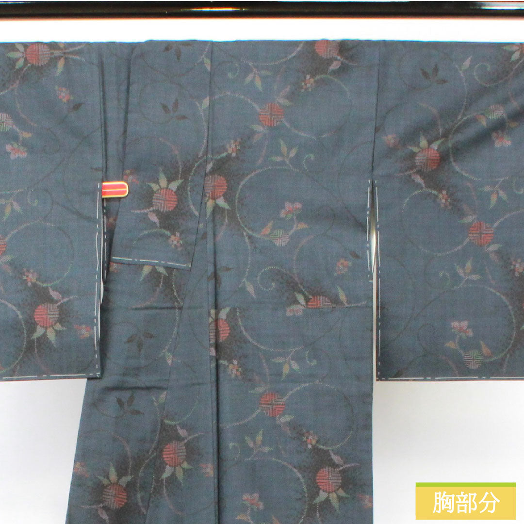 Silk pongee, Length 159.5cm, Sleeve length 64.5cm, Oshima pongee, 7 marks, Matsu, with basting thread, S rank, lined, navy blue, 1116003612318