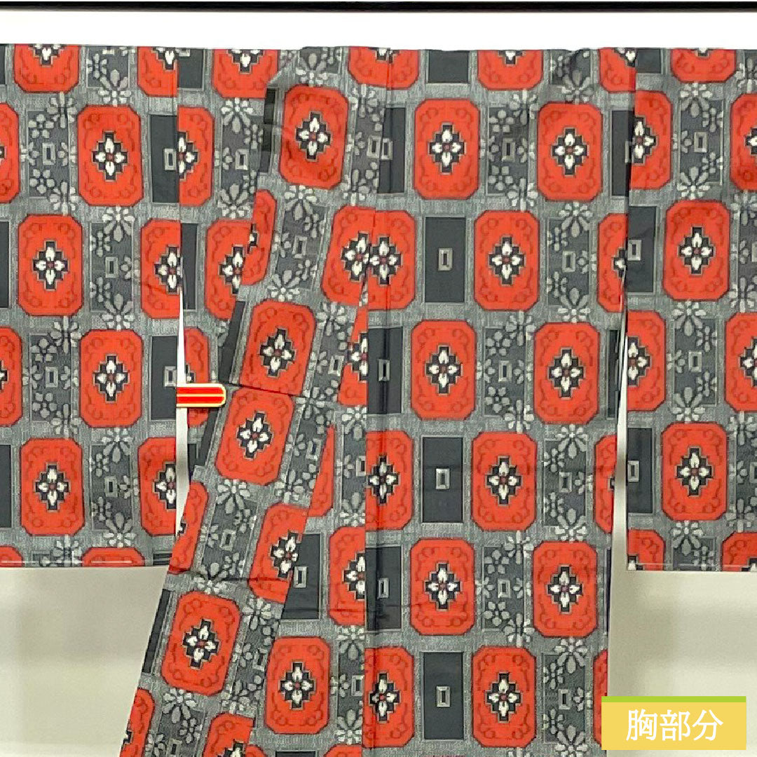 Murayama Oshima, pure silk, length 158.5cm, sleeve length 64.5cm, ensemble, abstract pattern, basting thread included, unused, S rank, lined, black, 1116003262310