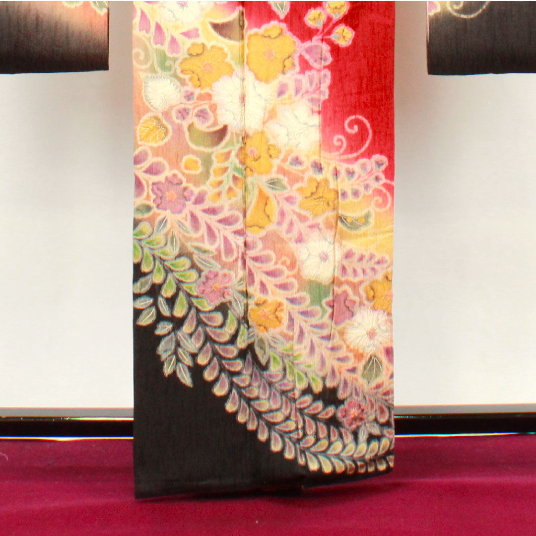 振袖 身丈160.5cm 裄丈63.5cm 袷 海老色 辻ヶ花 正絹 Aランク 赤系 1113001443412