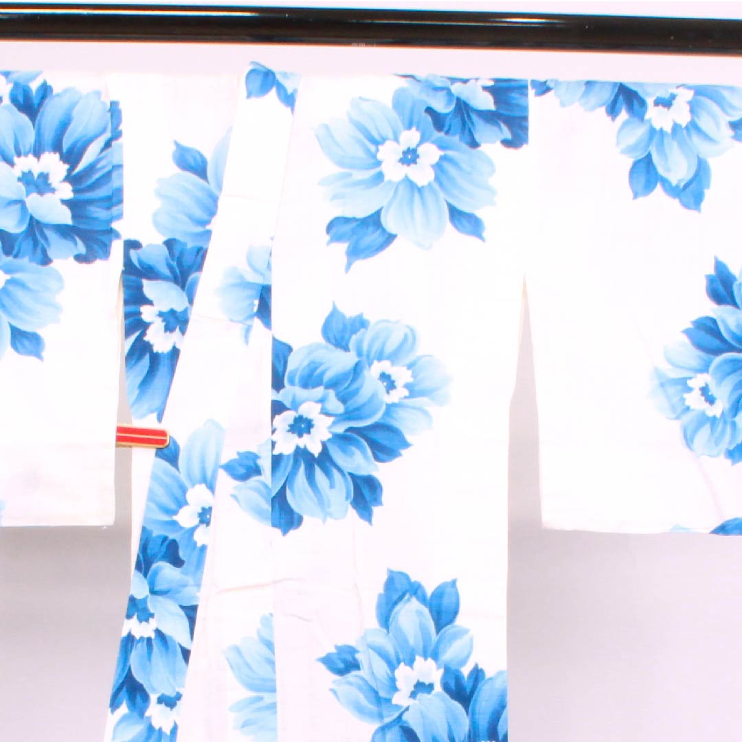 Yukata Milky white color Flower pattern Cotton S rank Single layer Length 161.5cm Sleeve length 66.5cm White 1118004292411