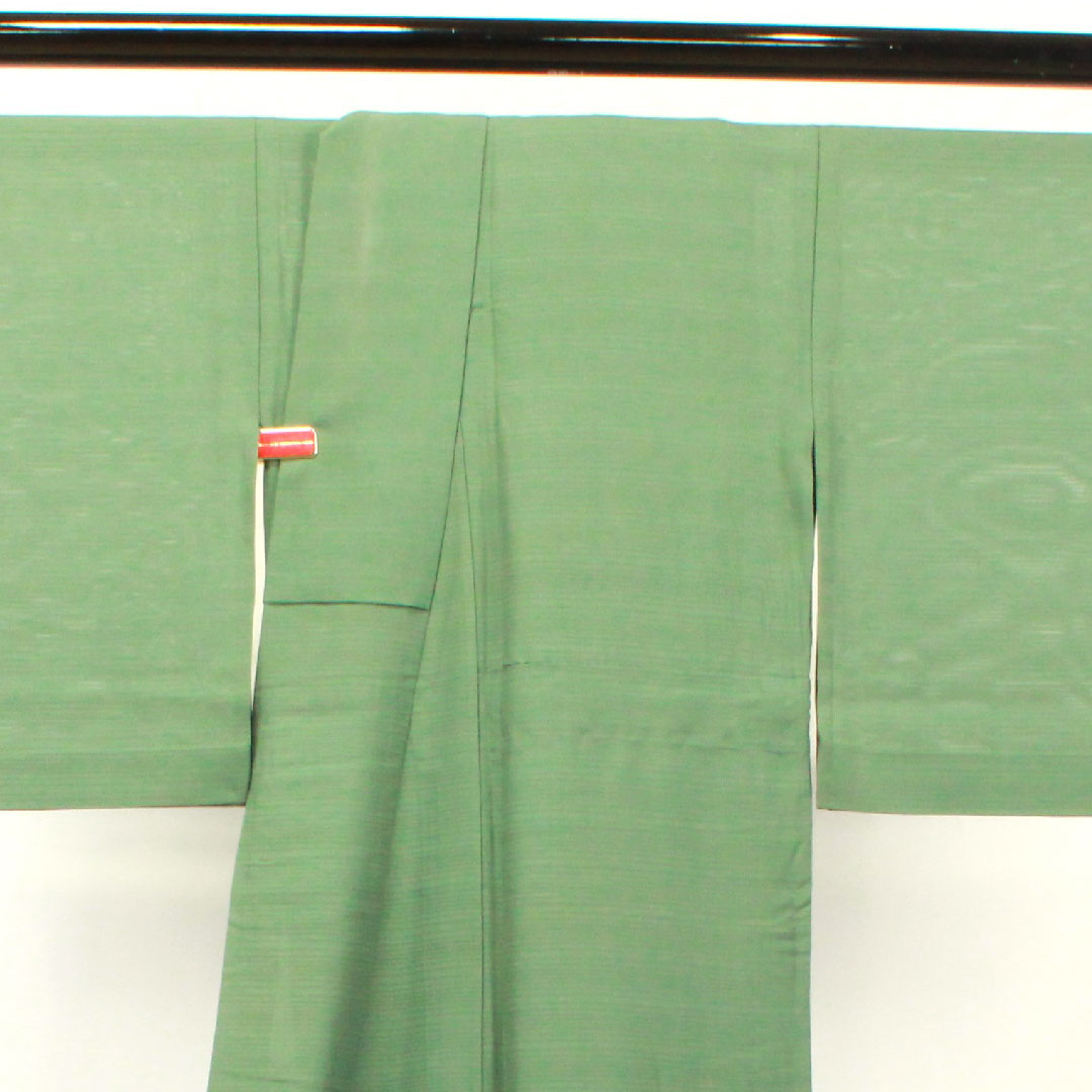 Summer item, pure silk, plain color, length 162.5cm, sleeve length 66cm, bamboo color, plain color, silk, A rank, green, 1132001073419
