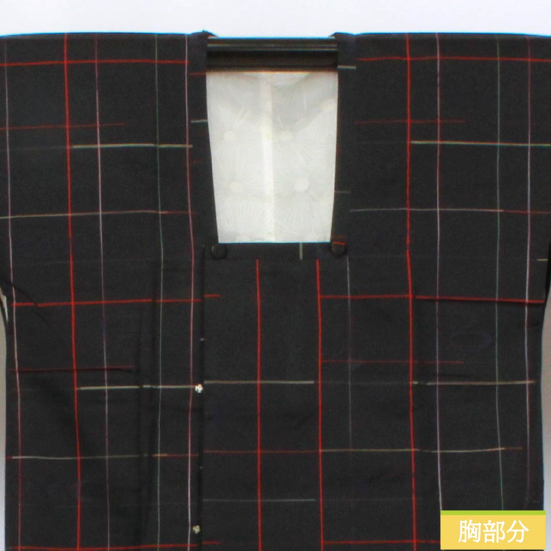 Michiyuki Coat, Polyester, S Rank, Length 84cm, Sleeve Length 65cm, Check Pattern, Single-Layer, Black, 1117001342910