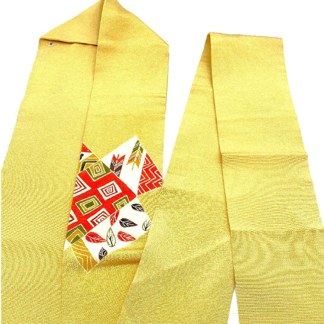 Nagoya obi, Kyoto Bingata dyed obi, crepe, auspicious pattern, obi length 360.5cm, pure silk, A rank, point pattern, casual, yellow, 1124001983323, Nagoya style