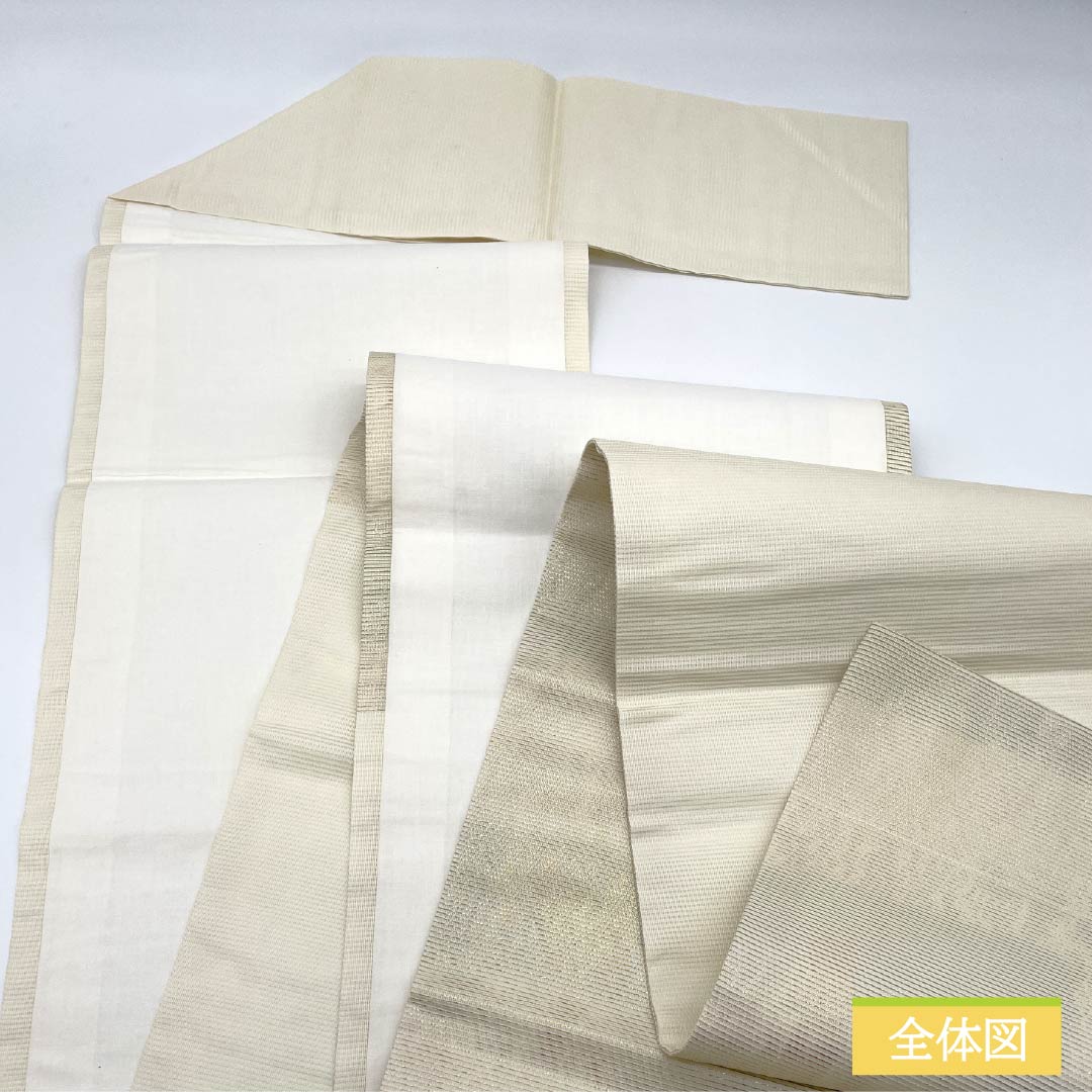 名古屋帯 正絹 生成り色(きなりいろ) 夏帯 菊花 帯丈362cm Aランク ポイント柄 セミフォーマル クリーム系 1124008783315 名古屋仕立て