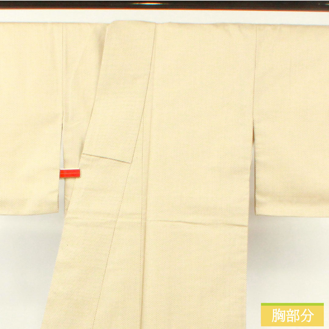 Tsumugi, pure silk, length 163.5cm, sleeve length 64cm, Tonokoiro, cross-patterned kasuri, A-rank, lined, beige, 1116003573425