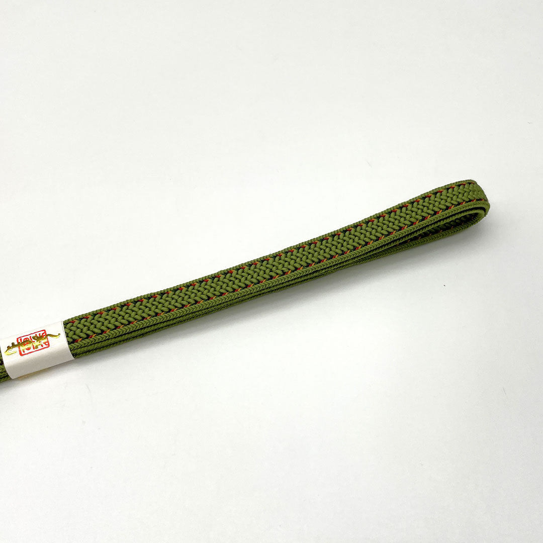 (新古品) 帯締め・帯揚げセット 正絹 NEWランク 苔色(こけいろ) 路考茶色(ろこうちゃいろ) ちりめん 古典柄 長さ約160cm 幅約1.4cm カジュアル 緑系 1141000551319