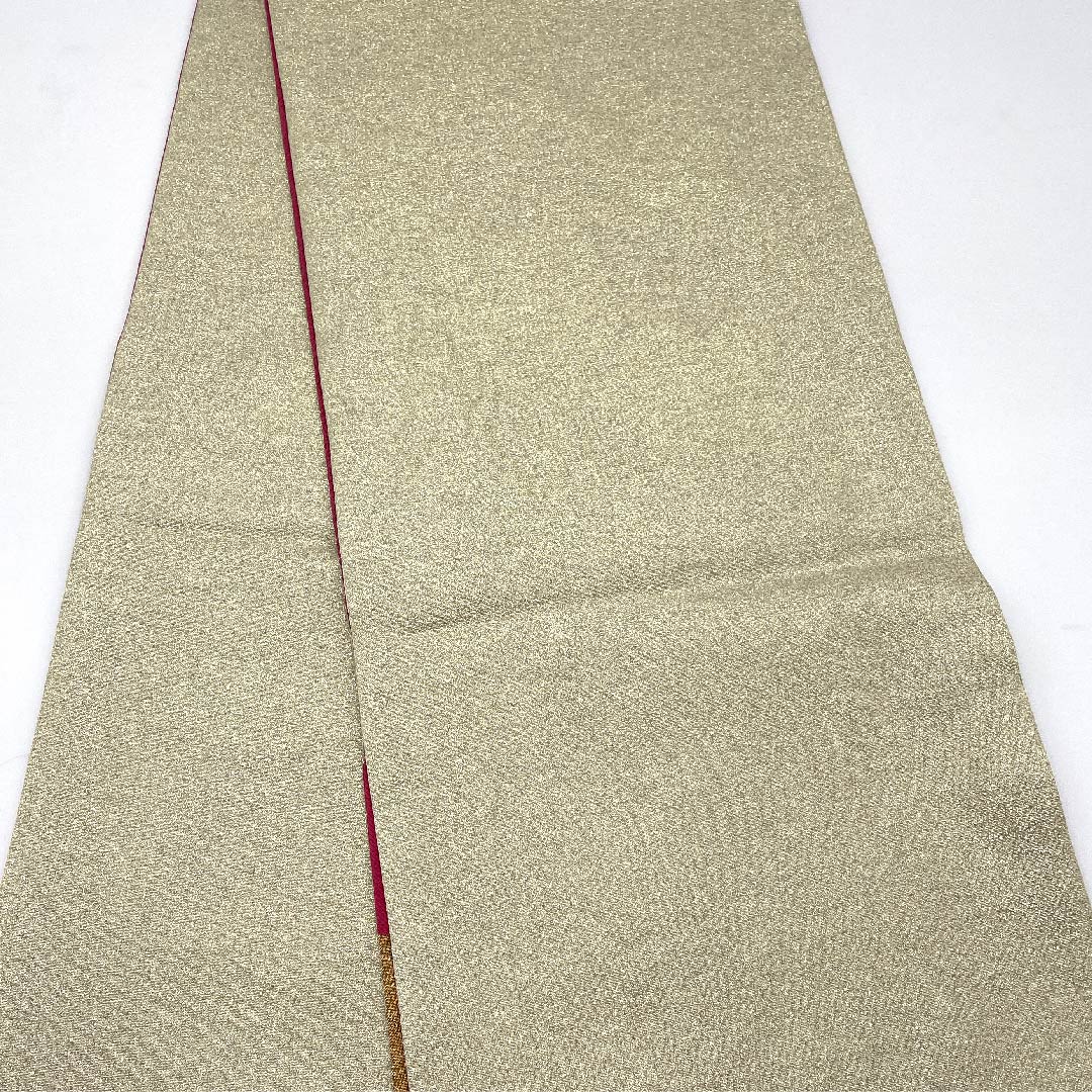 袋帯 金色 振袖用 市松 帯丈432cm 正絹 Aランク 六通 フォーマル 金系 1123006373321