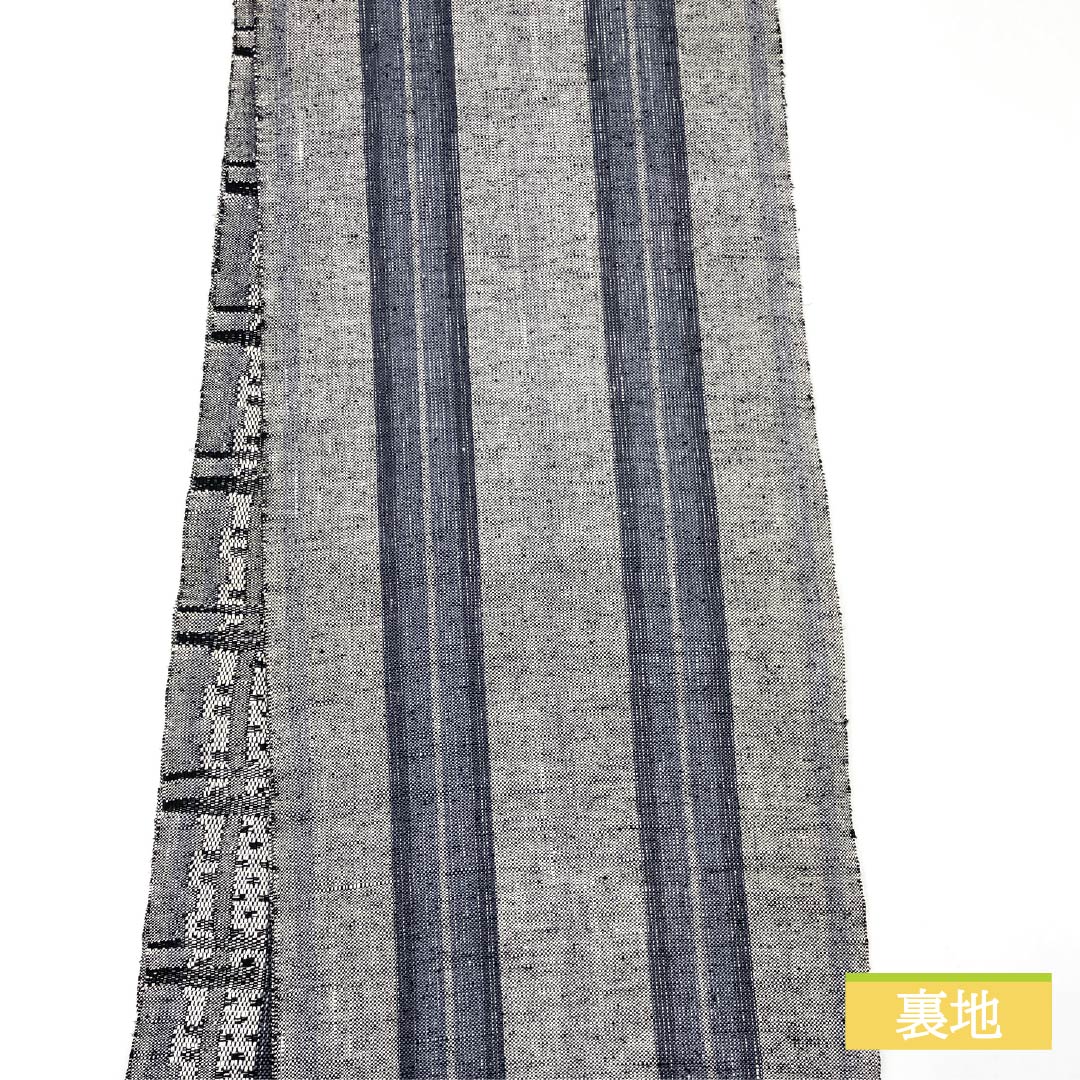 Nagoya obi, check pattern, pongee fabric, obi length 358cm, pure silk, S rank, six-pass, casual, monotone, 1124007282327, open-fitting
