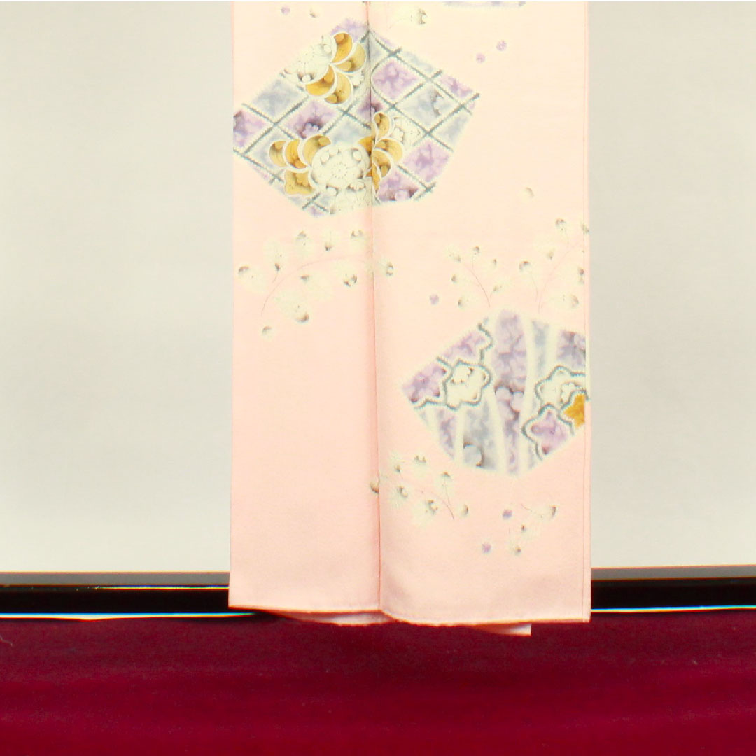 訪問着 袷 身丈156.5cm 裄丈64cm 乙女色 辻ヶ花 正絹 Aランク ピンク系 1112002433313
