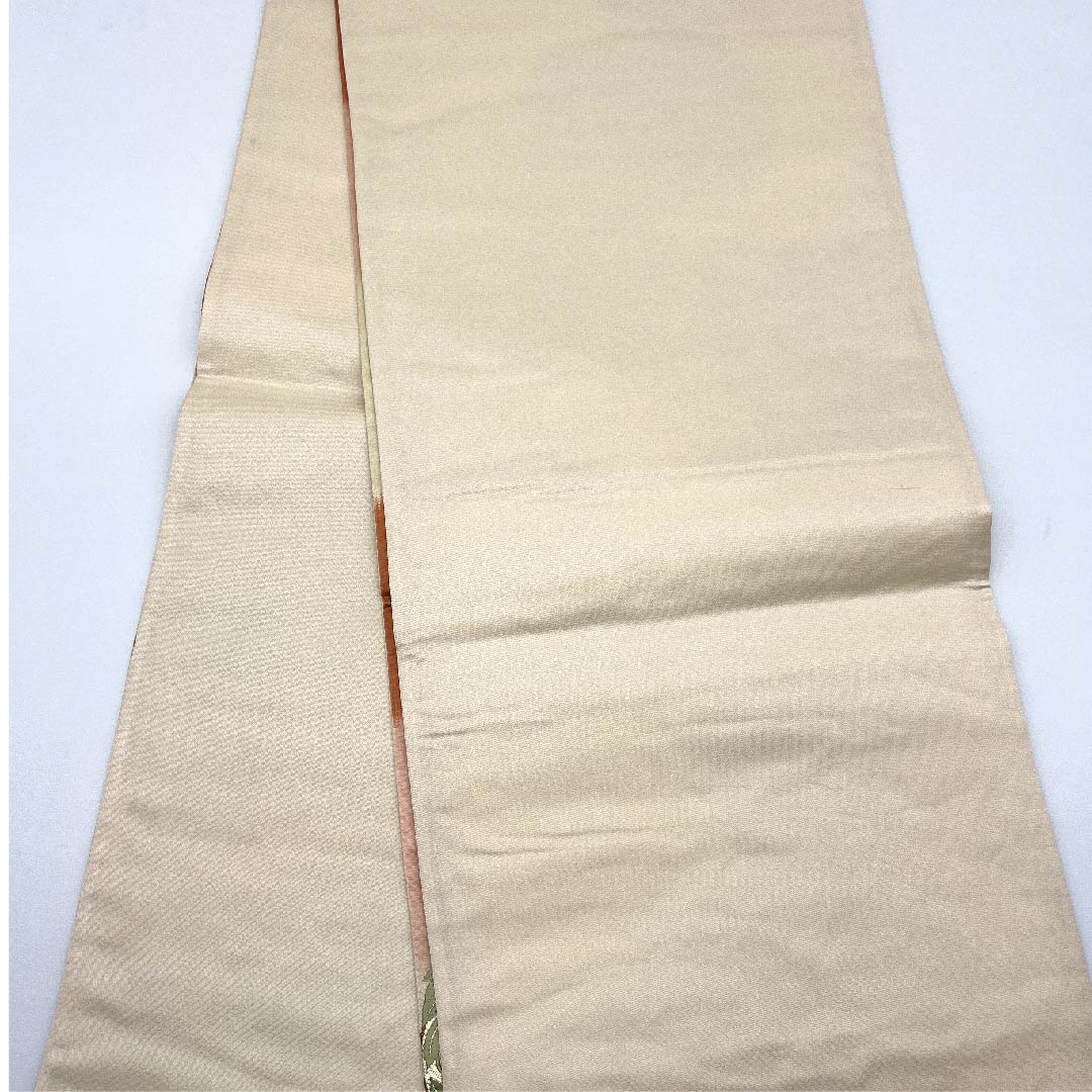袋帯 珊瑚色(さんごいろ) 横段 花紋 菊 帯丈414cm 正絹 Sランク 六通 フォーマル グラデーション系 1123007642399