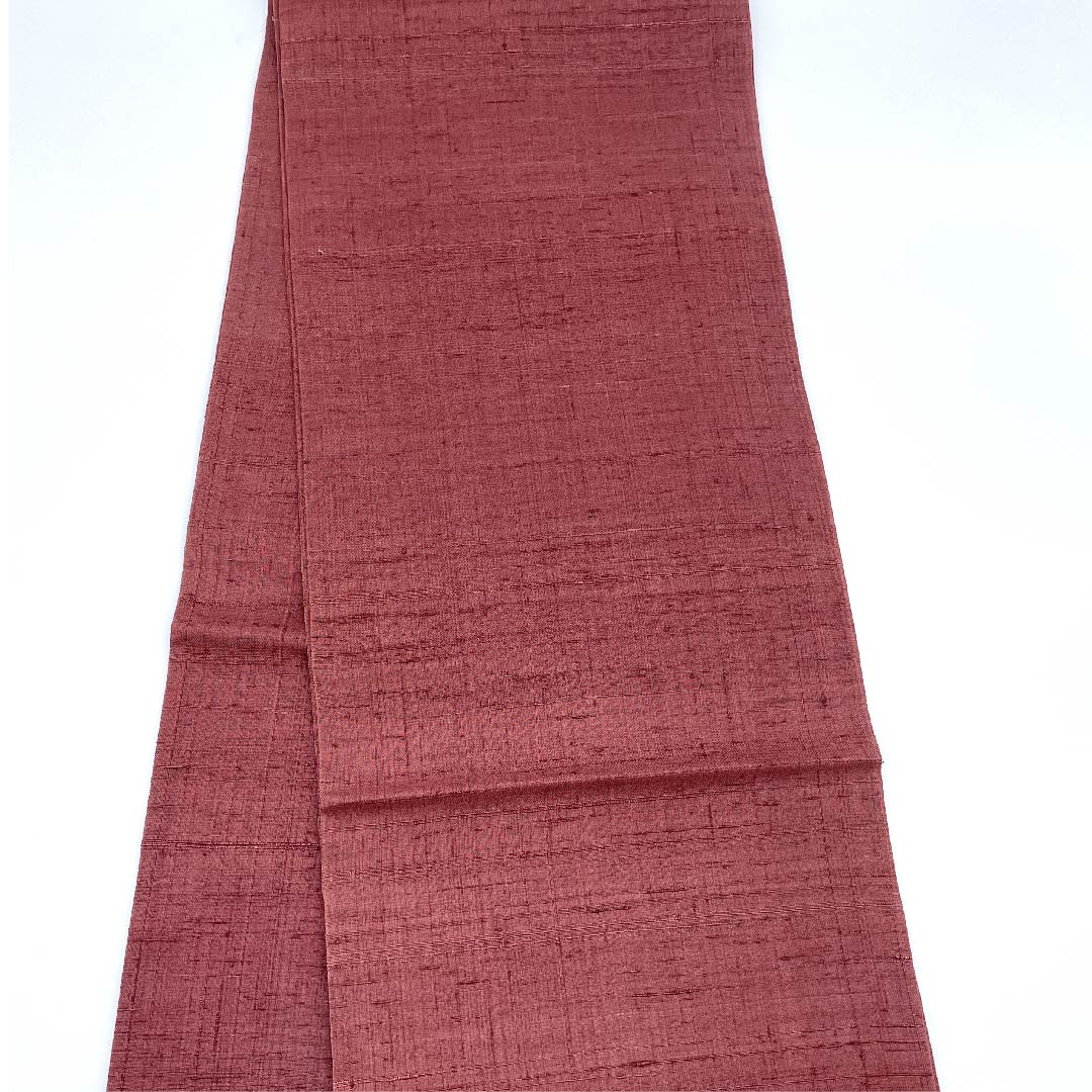 袋帯 蘇芳色(すおういろ) 紬地 唐花模様 小鳥模様 帯丈439cm 正絹 Sランク ポイント柄 カジュアル 紫系 1123009422320