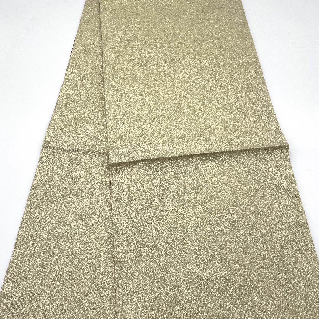 Gold-colored Fukuro Obi for Furisode, Checkered, Length 436cm, Pure Silk, S-Rank, Six-way, Formal, Gold-based, 1123006242321
