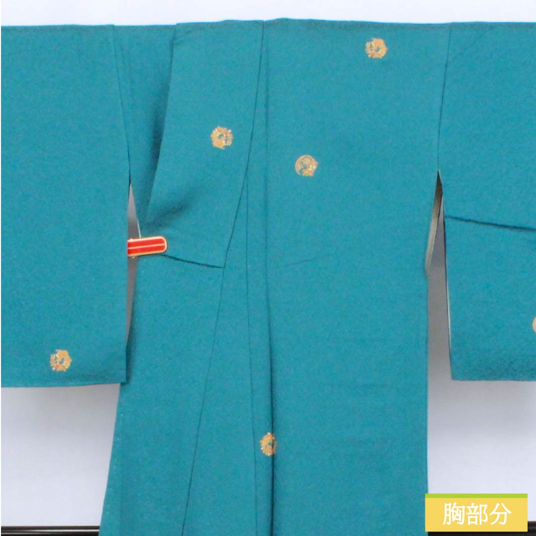 Komon (small pattern) kimono, pure silk, length 165cm, sleeve length 66.5cm, lined, Nandouiro (nandou-iro) with floral wreath, Kyoto Yuzen, S rank, blue, 1115006282517