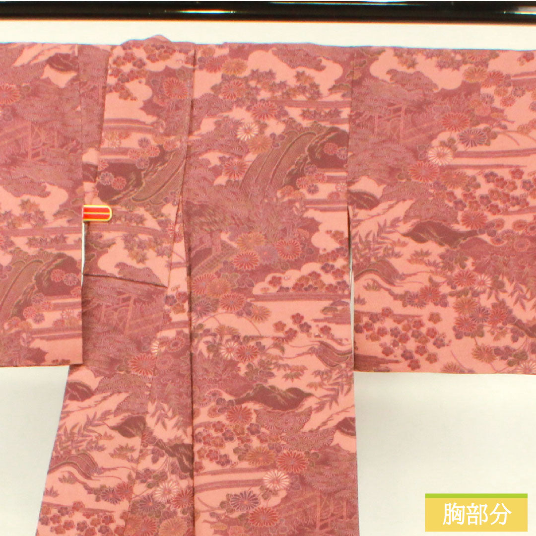 小紋 正絹 身丈152.5cm 裄丈60.5cm 袷 浅蘇芳色(あさきすおういろ) 江戸小紋 六谷博臣 伝統工芸士 茶屋辻 Sランク 紫系 1115004322220
